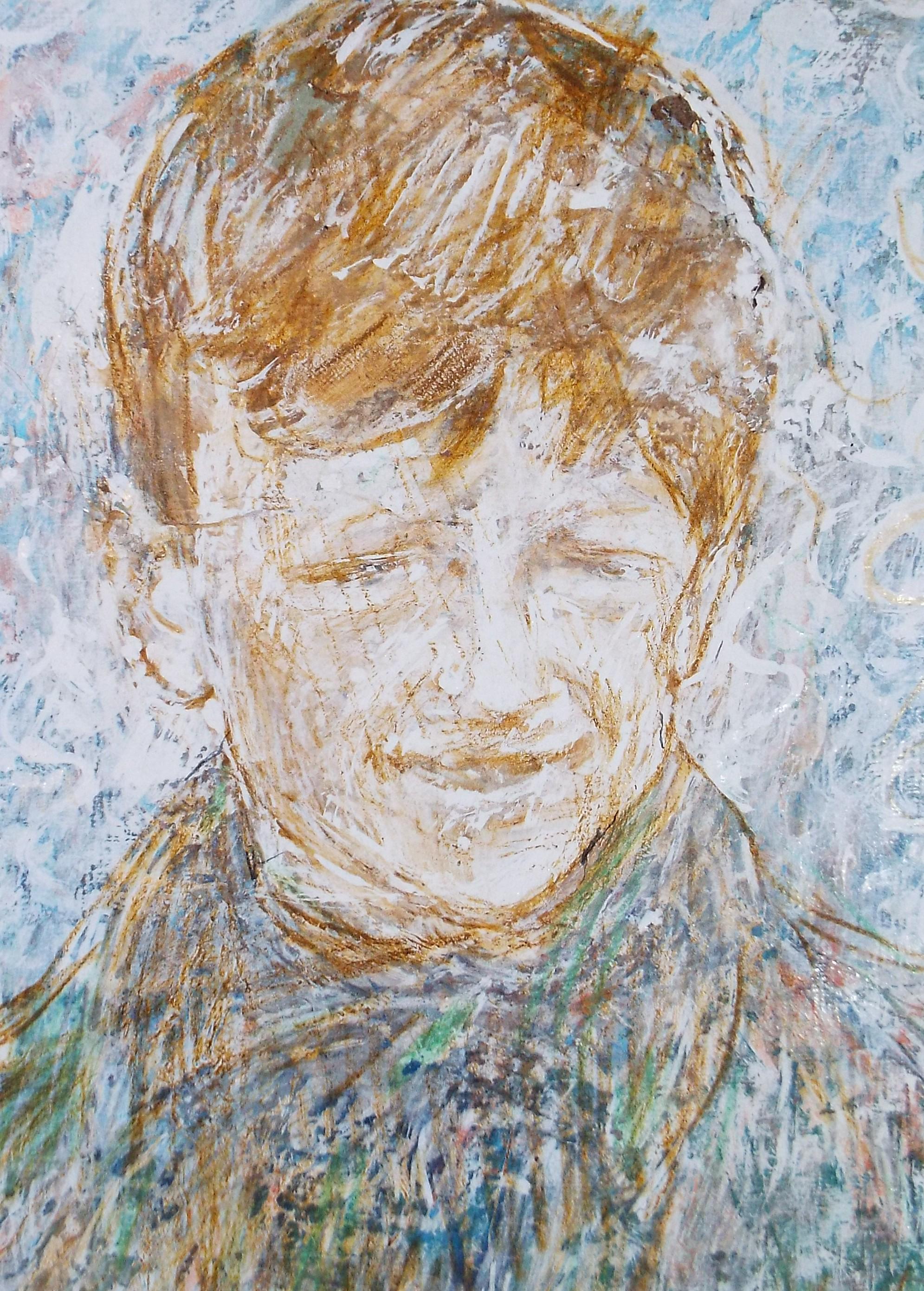 Original mixed media,'Portrait of a boy', circa 1990's, John Gilbey Bowles (1929-2011)