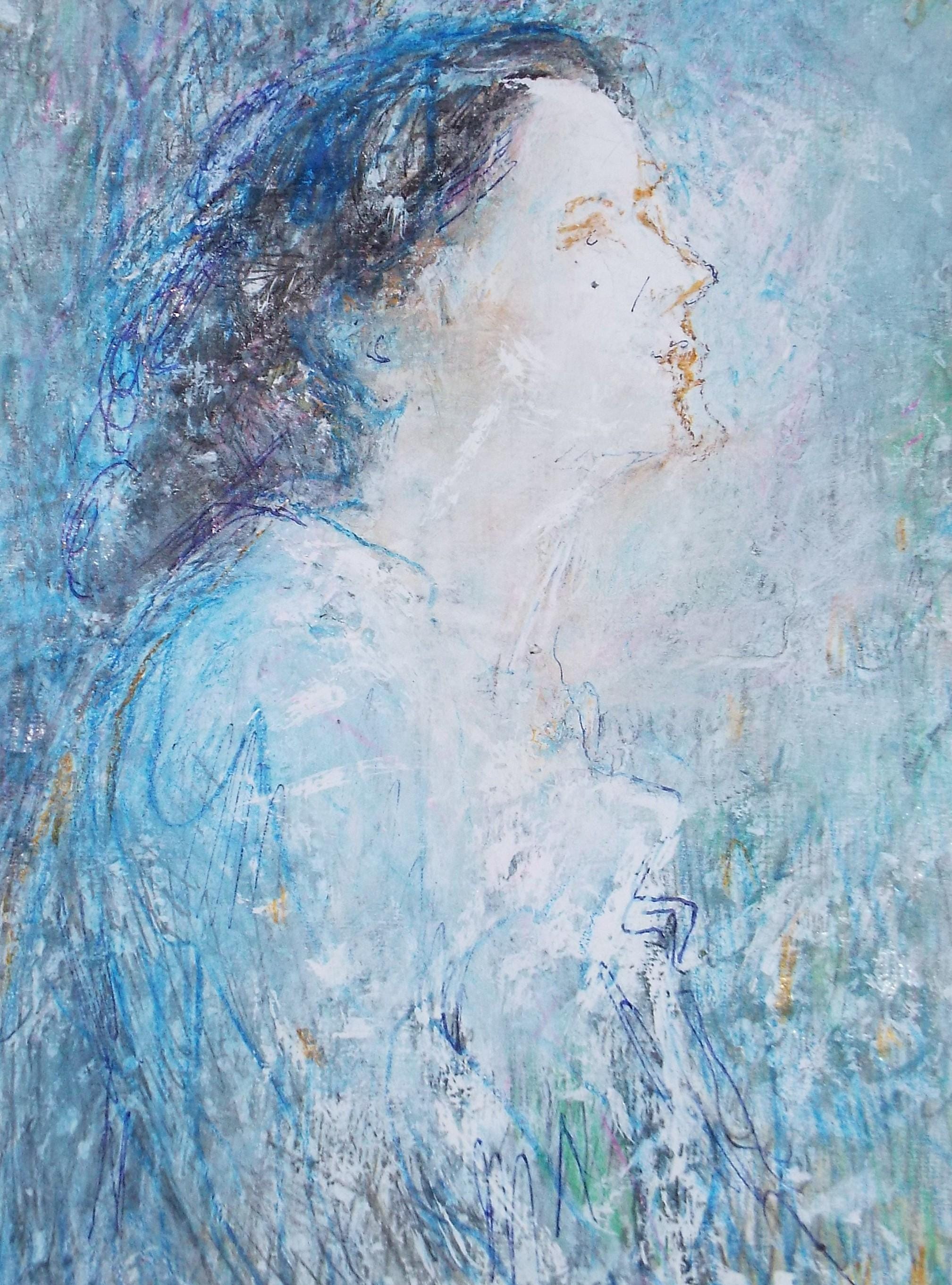 Original mixed media,'Portrait of a woman', circa 1990's, John Gilbey Bowles (1929-2011)