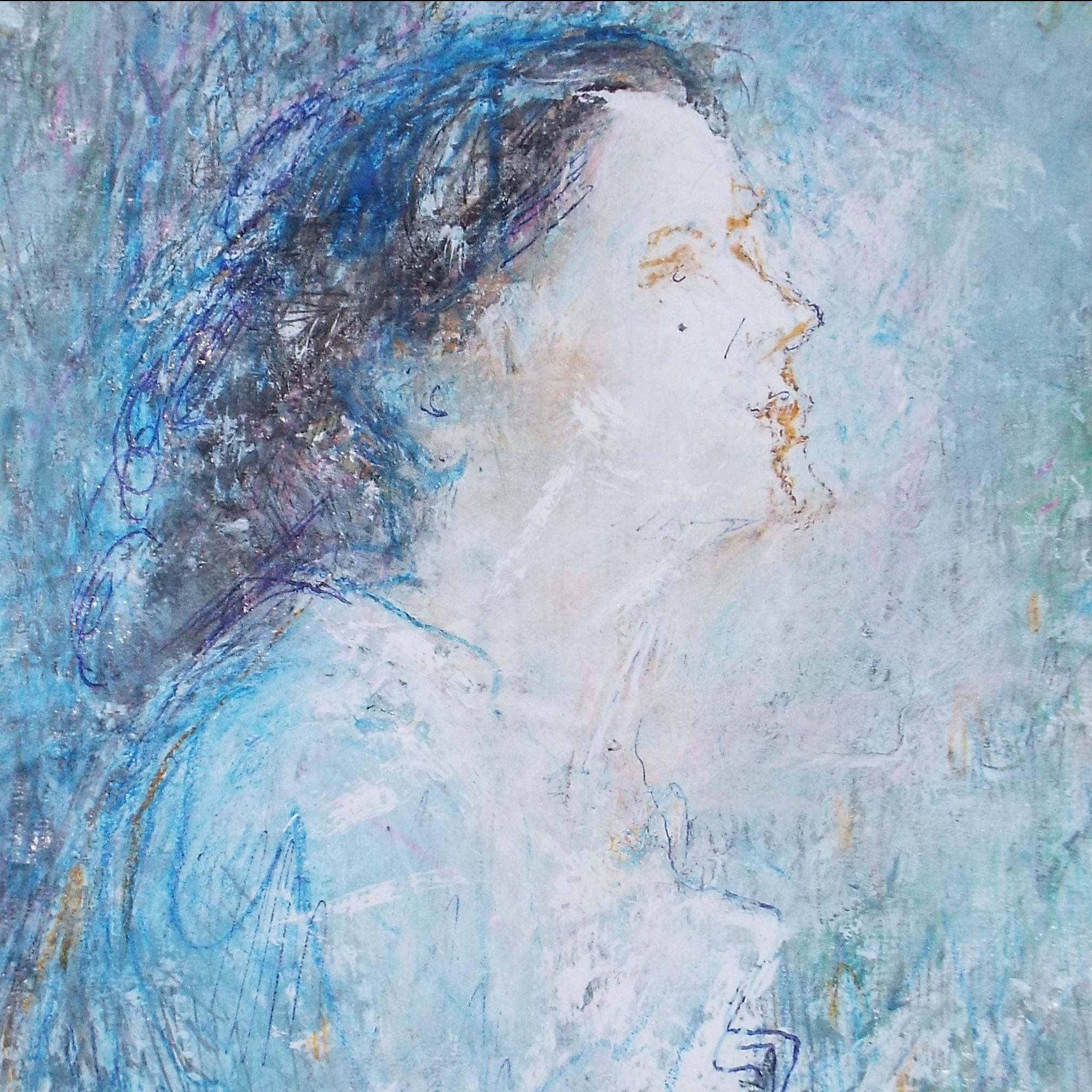 Original mixed media,'Portrait of a woman', circa 1990's, John Gilbey Bowles (1929-2011)