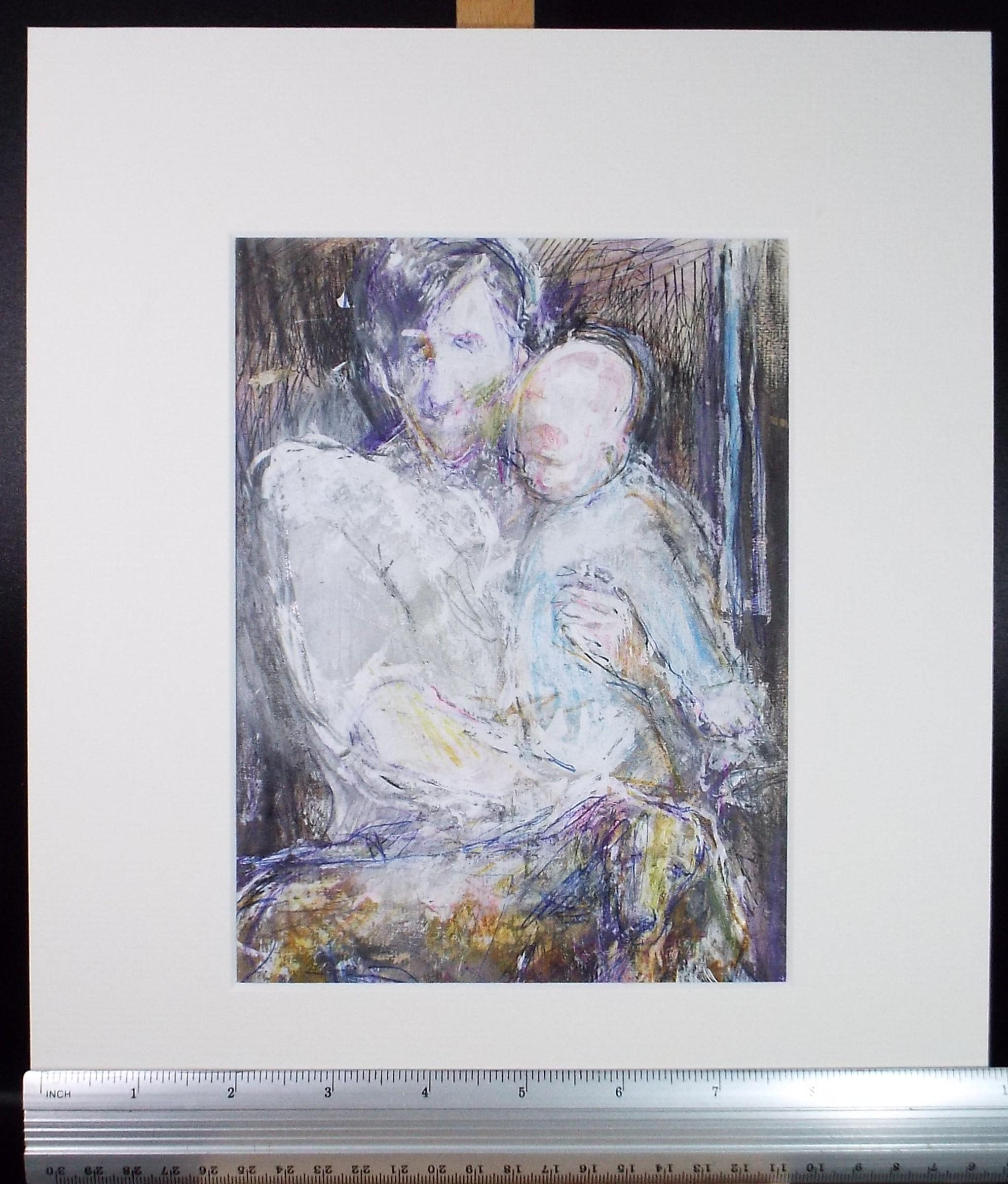 Original mixed media,'Father & Child', circa 1990's, John Gilbey Bowles (1929-2011)