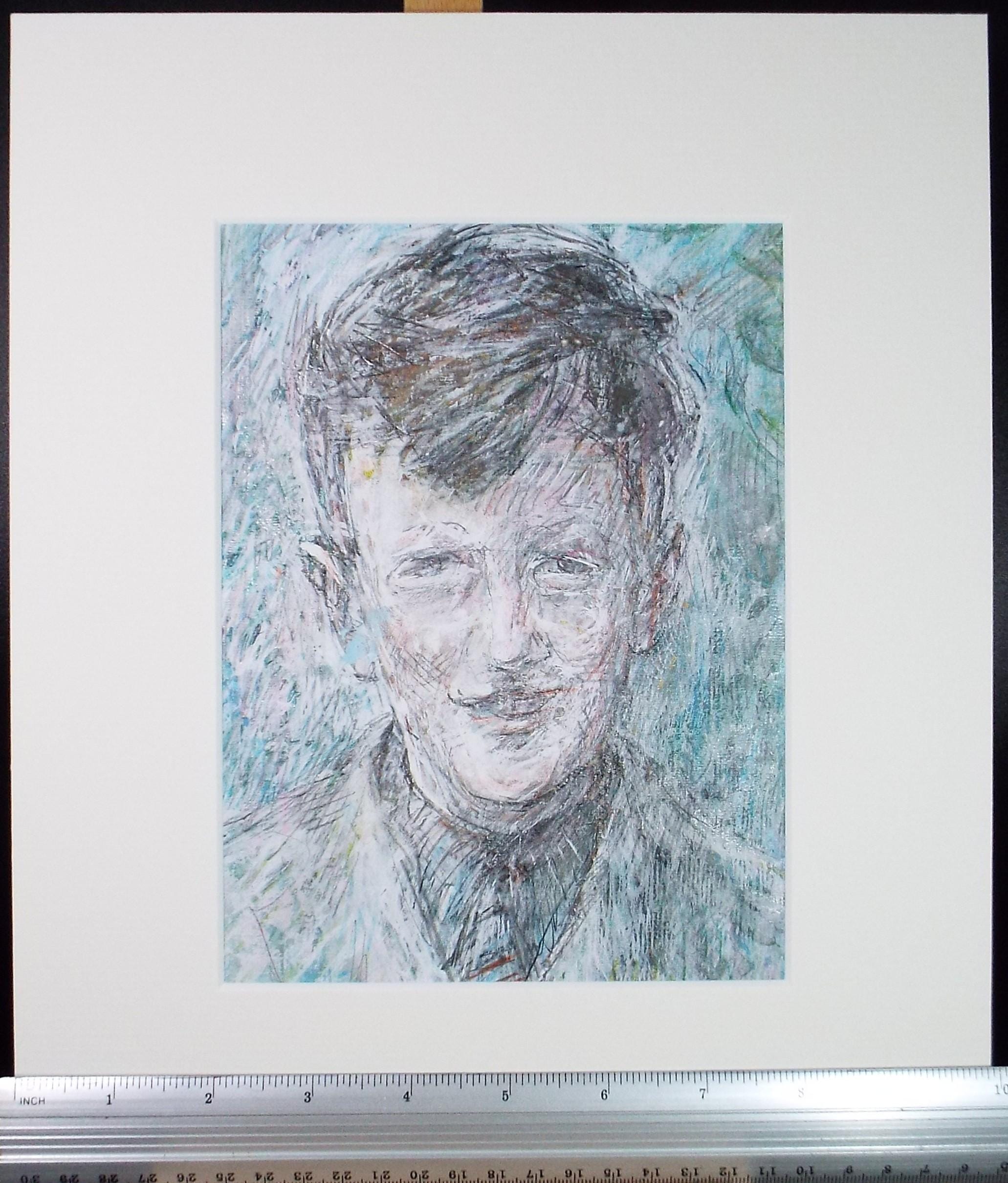 Original mixed media,'Portrait of a Youth', circa 1990's, John Gilbey Bowles (1929-2011)