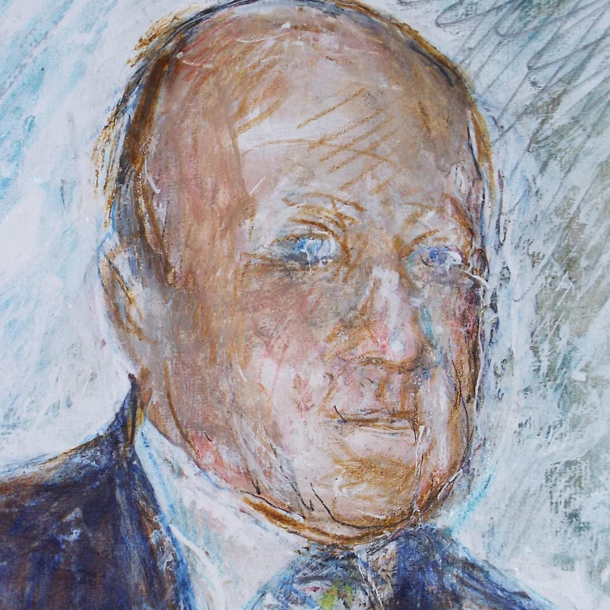Original mixed media,'Portrait of a man', circa 1990's, John Gilbey Bowles (1929-2011)