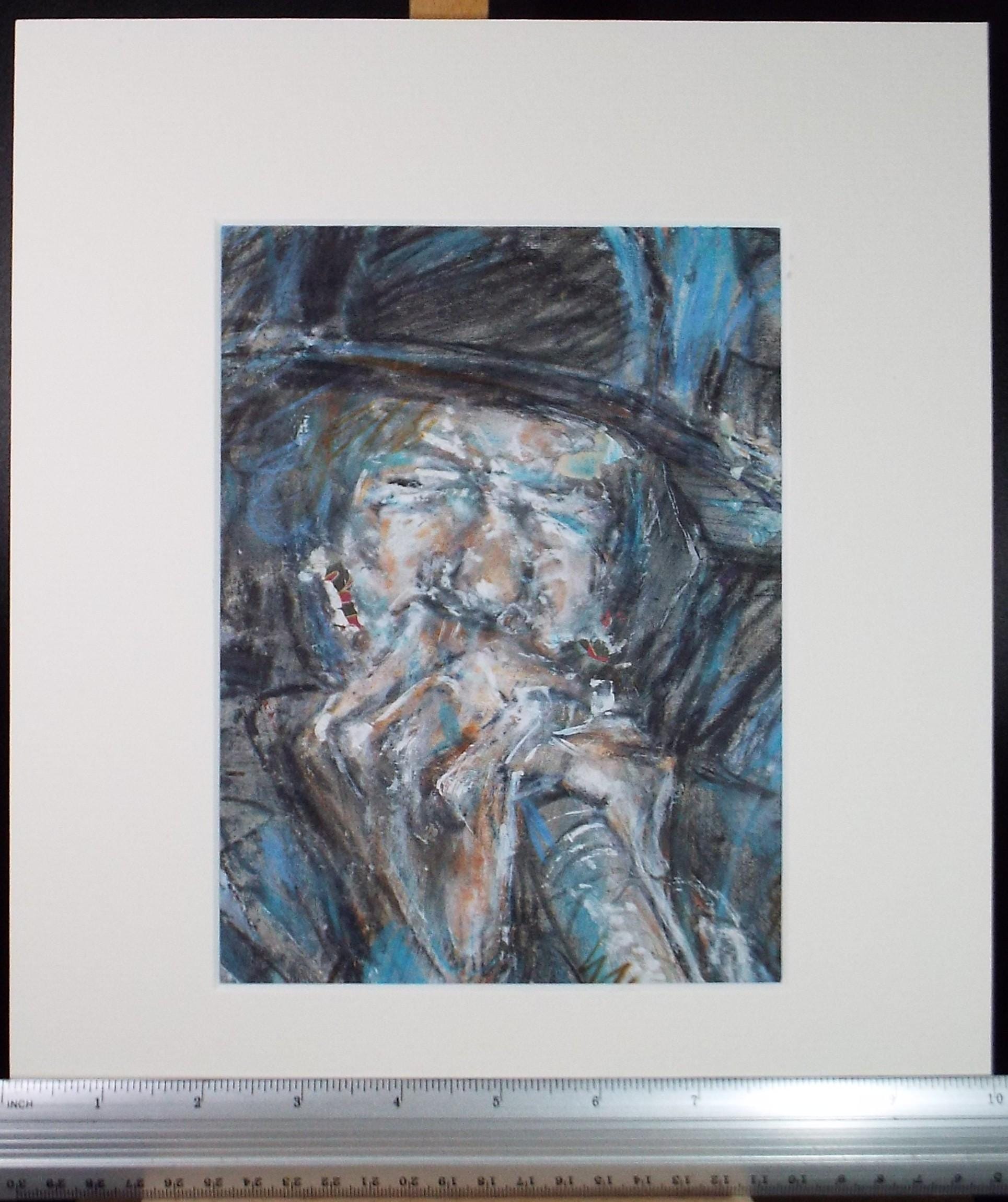 Original mixed media,'Portrait of Junior Wells', circa 1990's, John Gilbey Bowles (1929-2011)