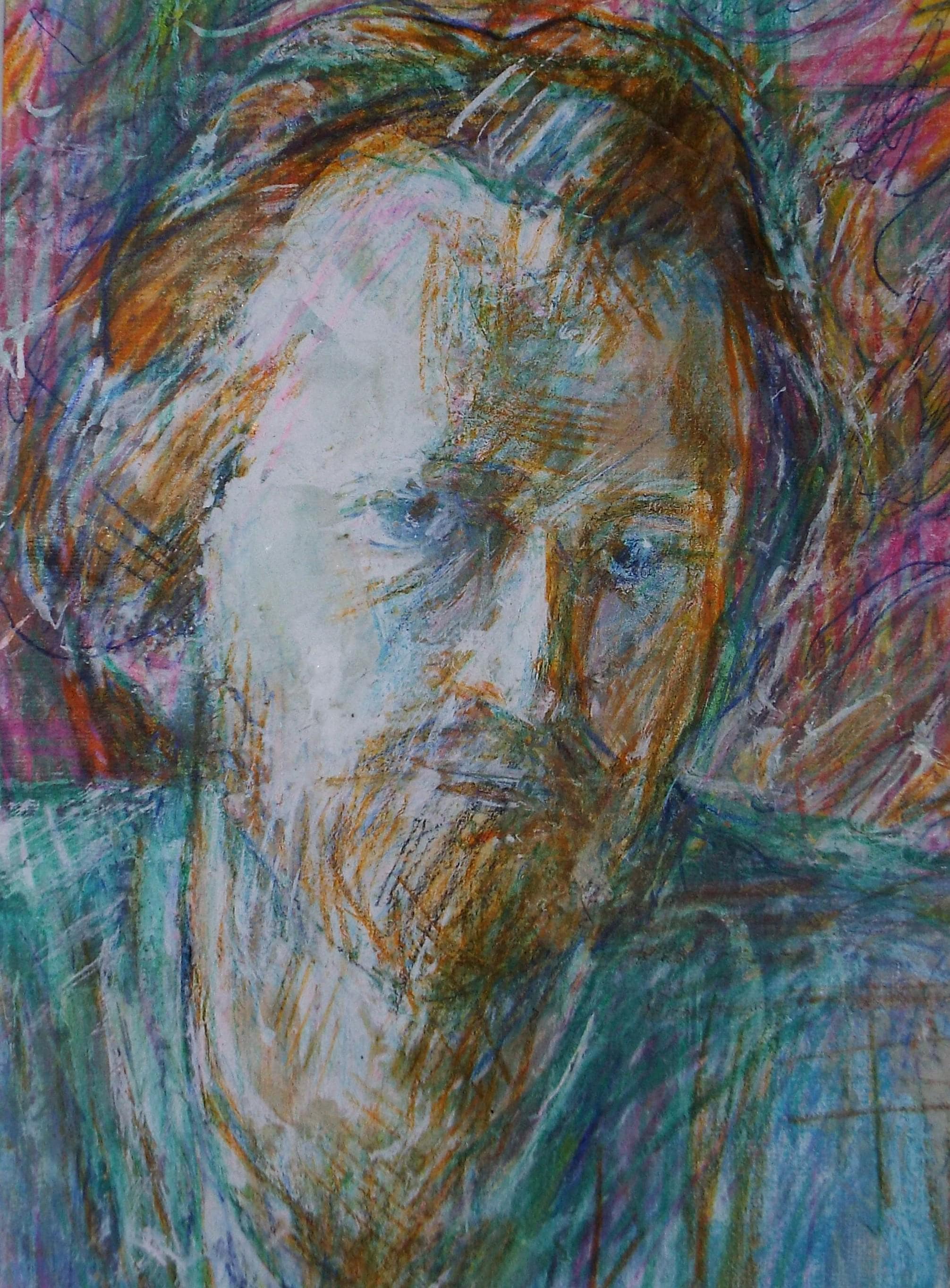 Original mixed media,'Portrait of a man', circa 1990's, John Gilbey Bowles (1929-2011)