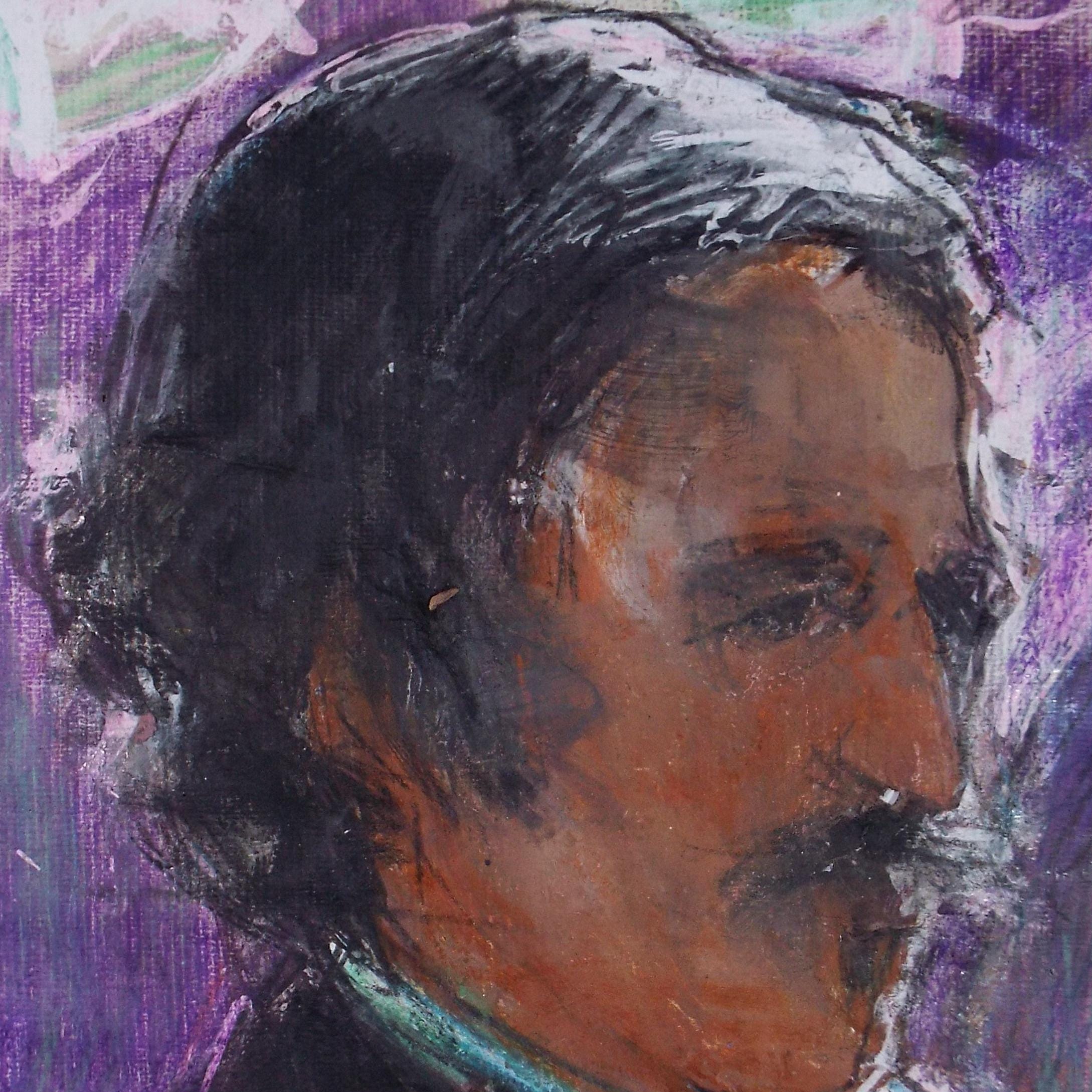 Original mixed media,'Portrait of a man', circa 1990's, John Gilbey Bowles (1929-2011)