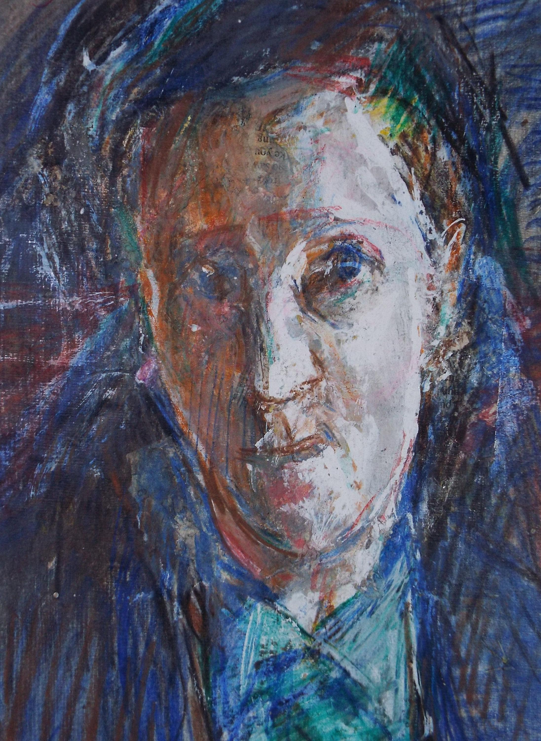 Original mixed media,'Portrait of a man', circa 1990's, John Gilbey Bowles (1929-2011)
