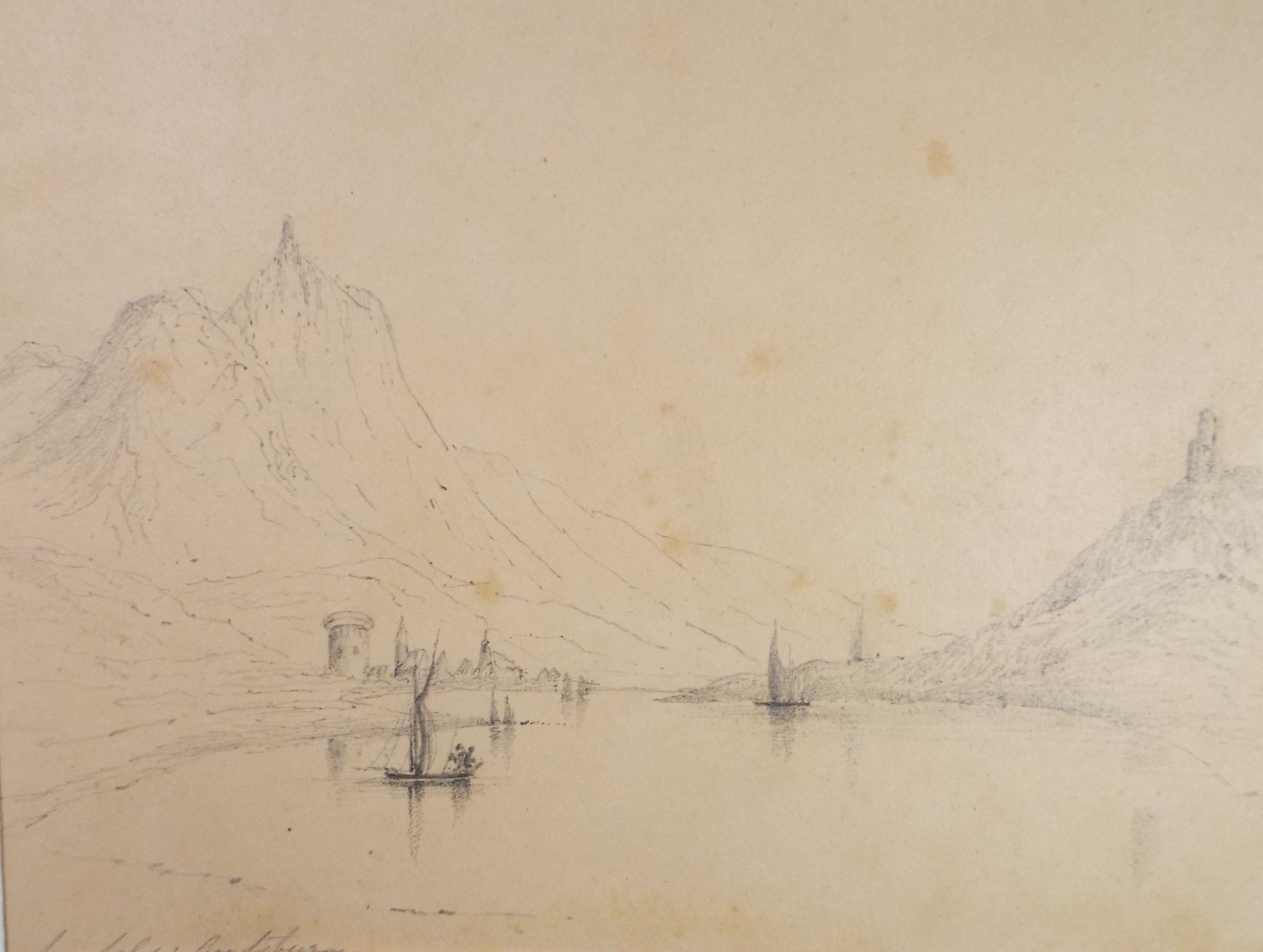 Pencil Drawing,'Drachenfels', Mid 19th Century, Unknown Artist