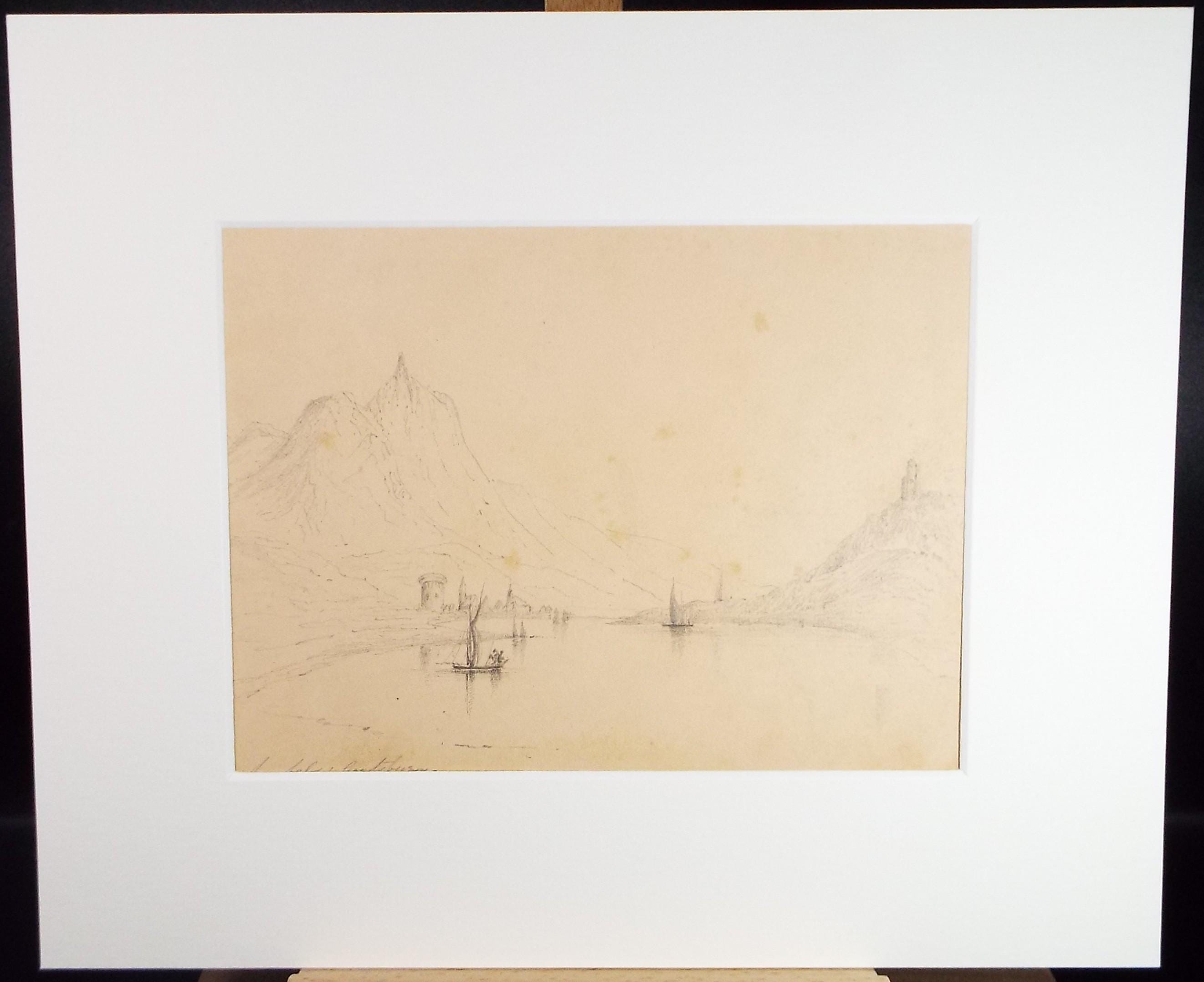 Pencil Drawing,'Drachenfels', Mid 19th Century, Unknown Artist