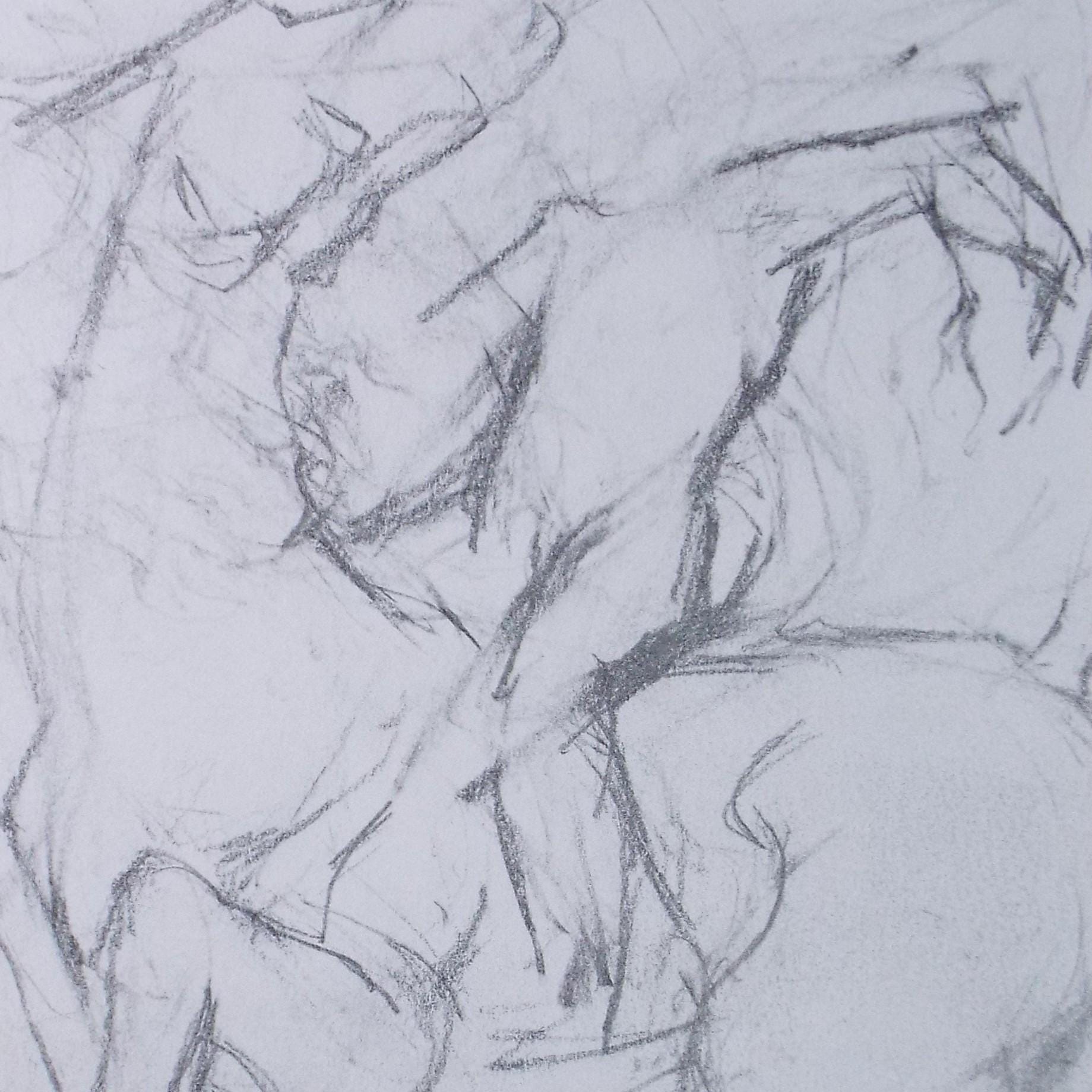 Original Pencil Drawing,'Figure on horseback', Edmund Caswell (1938-1996), circa 1980's
