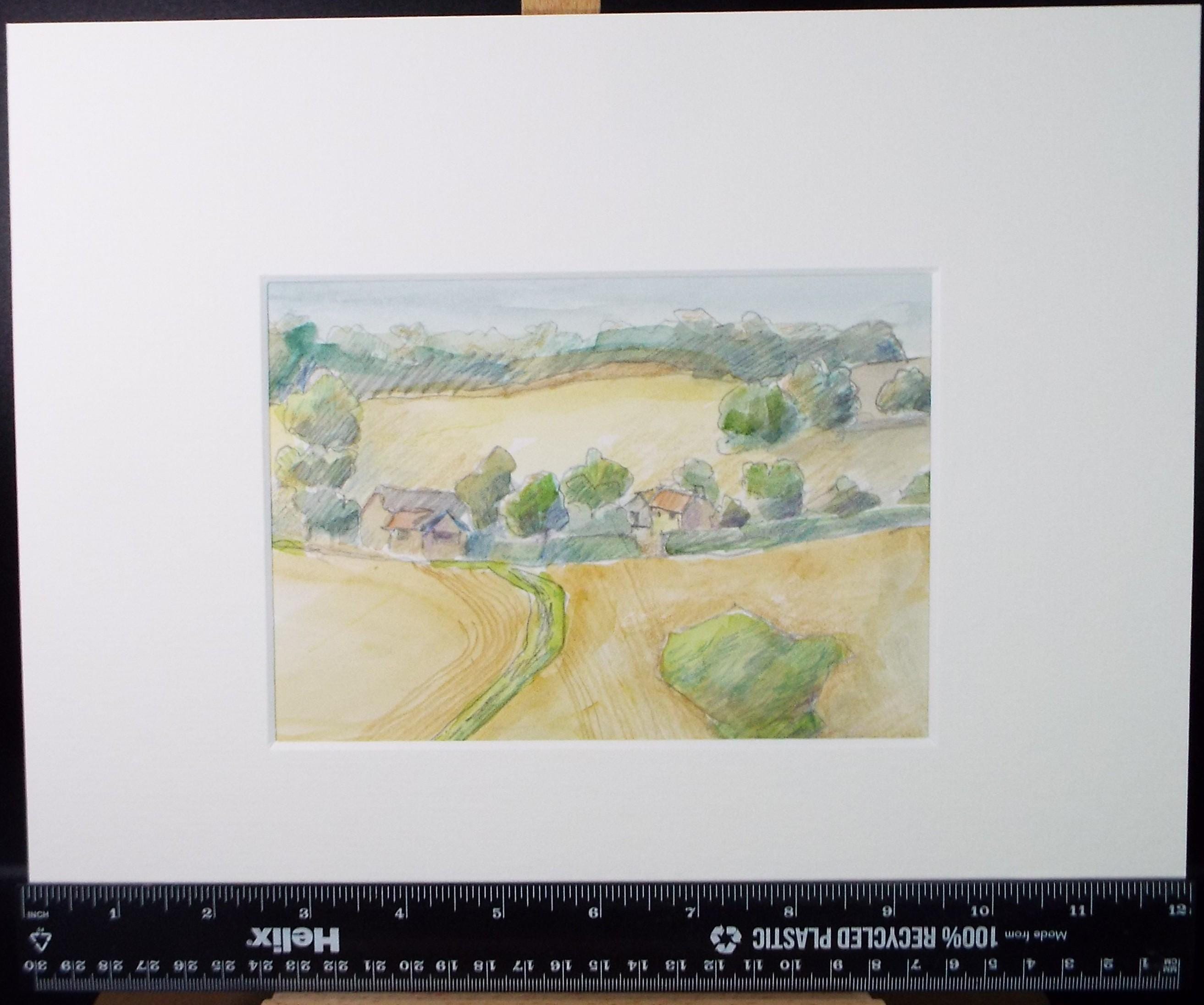 Original Watercolour, 'Summer Fields', Artist Unknown, circa 1990's
