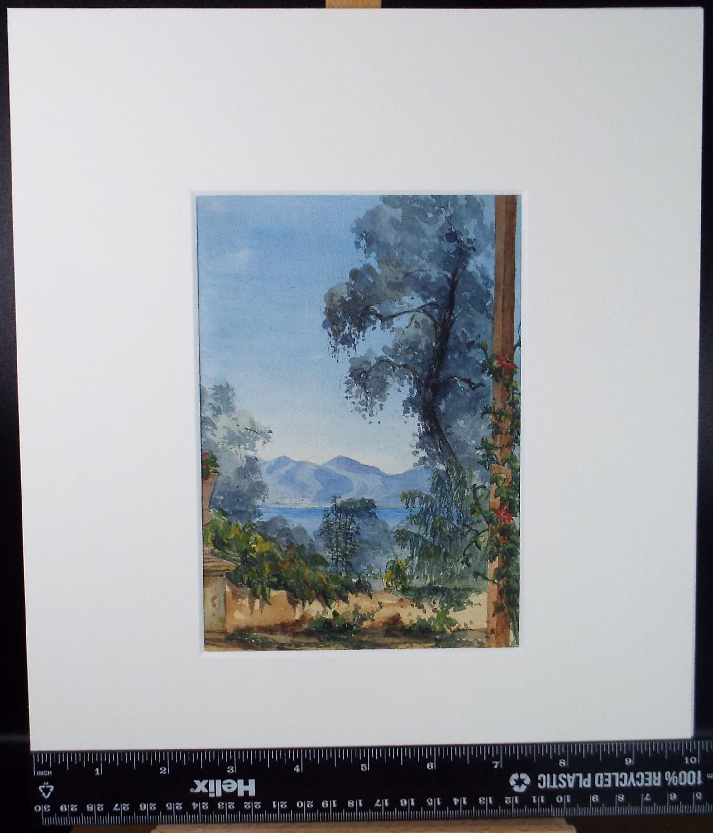 Original Watercolour, 'Italian Coast', Artist Unknown, Dated 1863