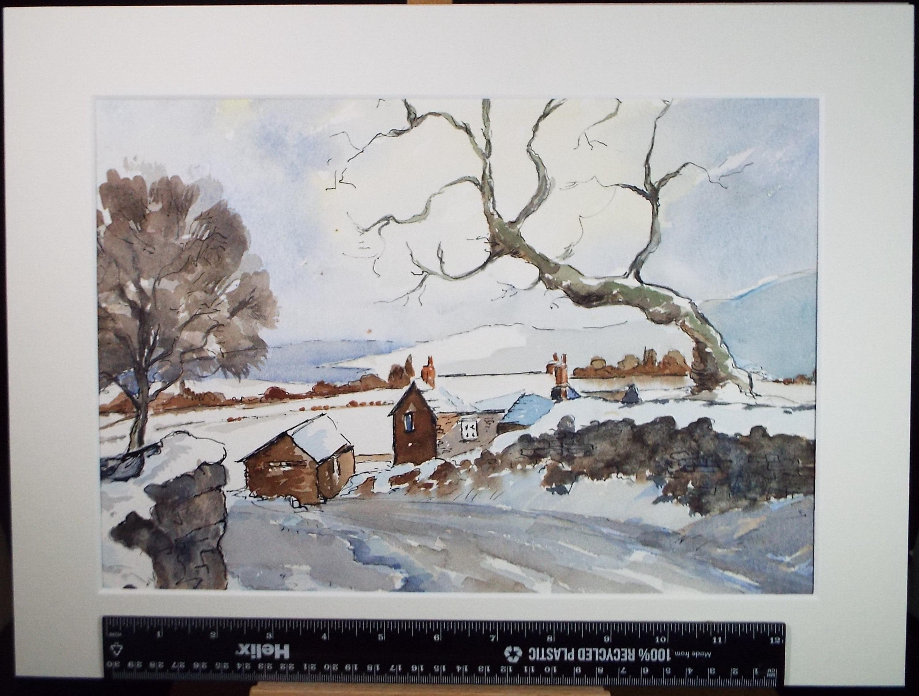 Original Watercolour, 'Snow in the Fells', Circa 1990's, Unknown Artist