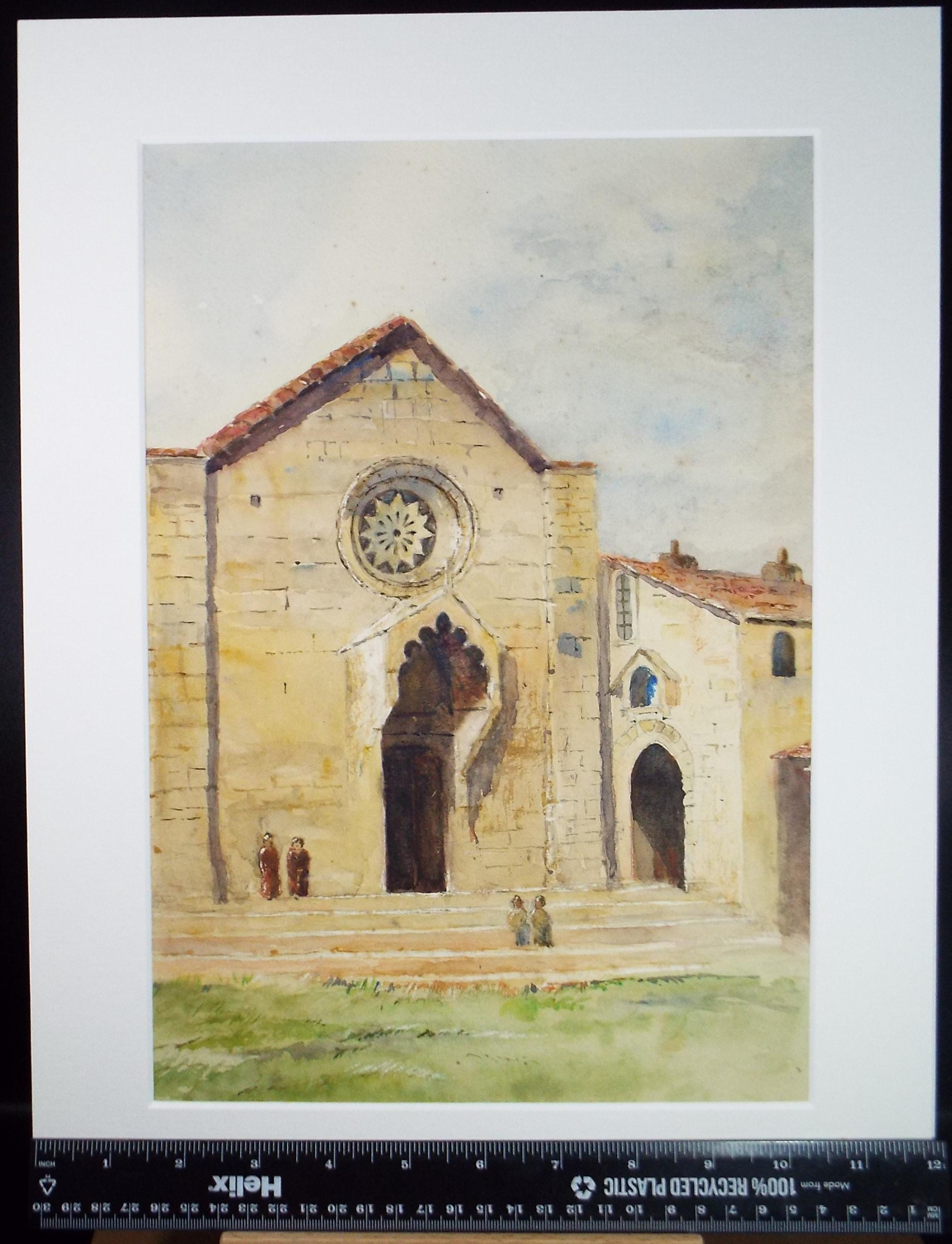 Original Watercolour, 'Monastey', Late 19th Century, Artist Unknown