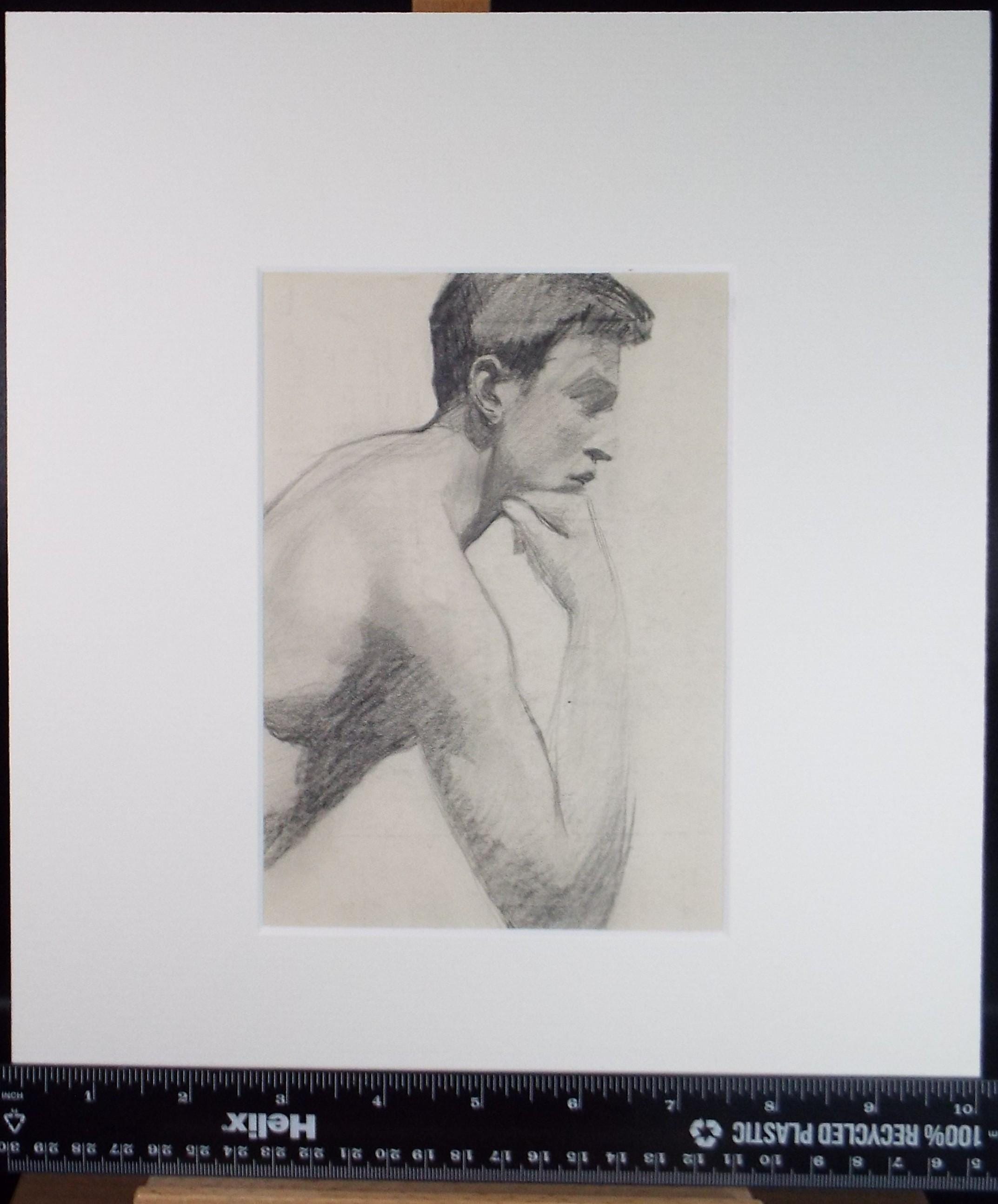 Original pencil Sketch,'Portrait of a Man', Artist unknown, circa 1900