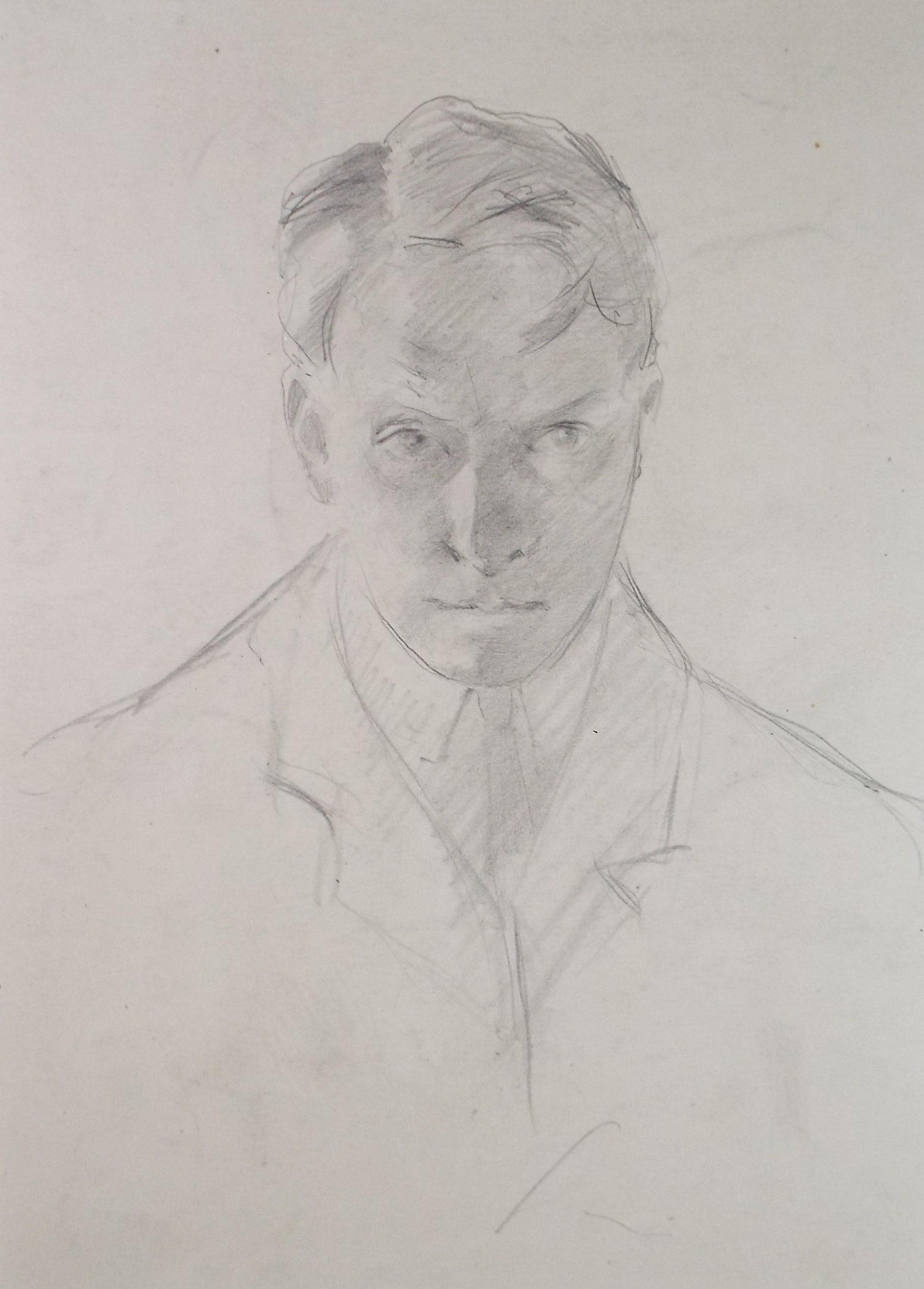 Original pencil Sketch,'Portrait of a Man', Artist unknown, circa 1900