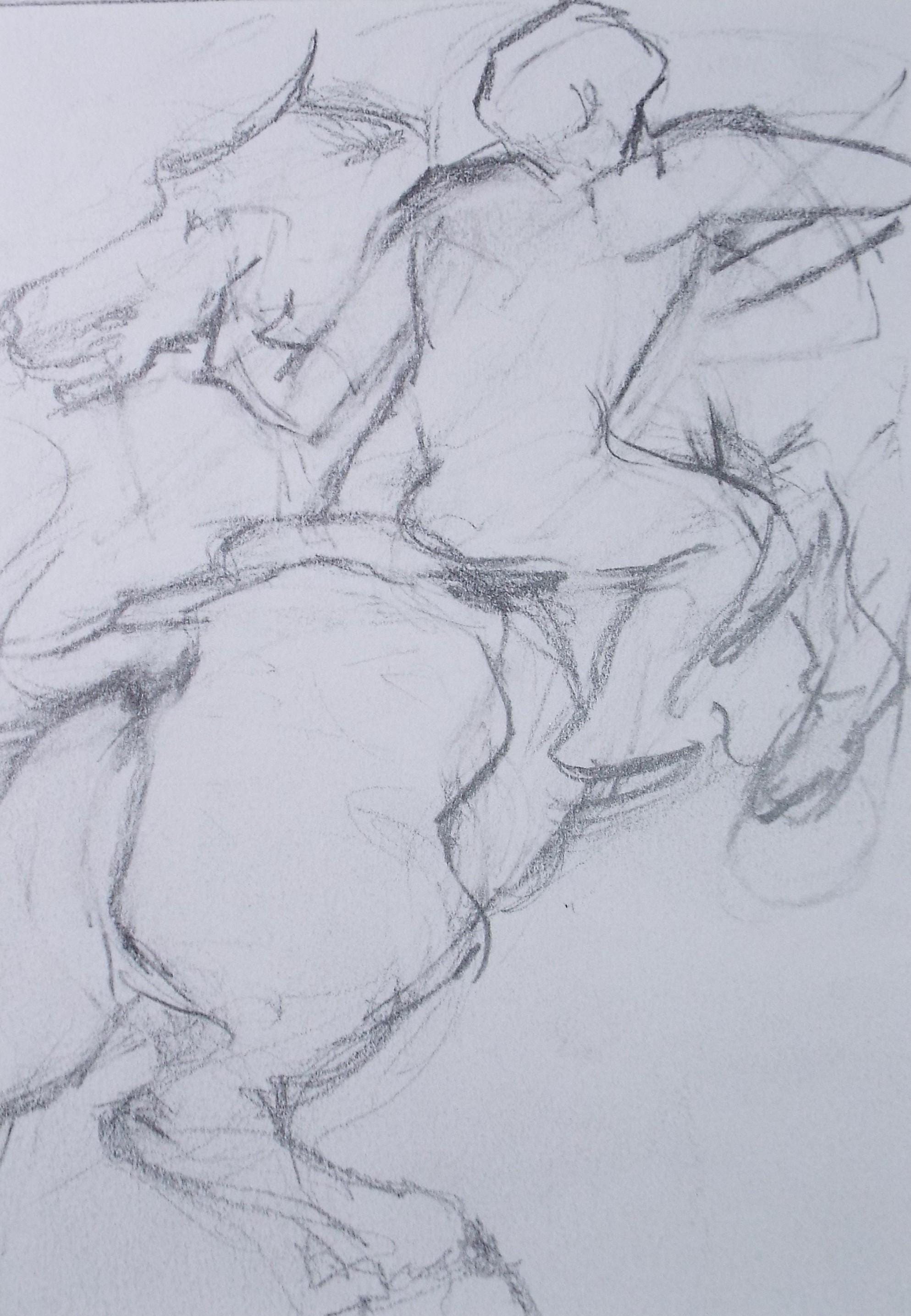 Original Pencil Drawing,'Figure on horseback', Edmund Caswell (1938-1996), circa 1980's