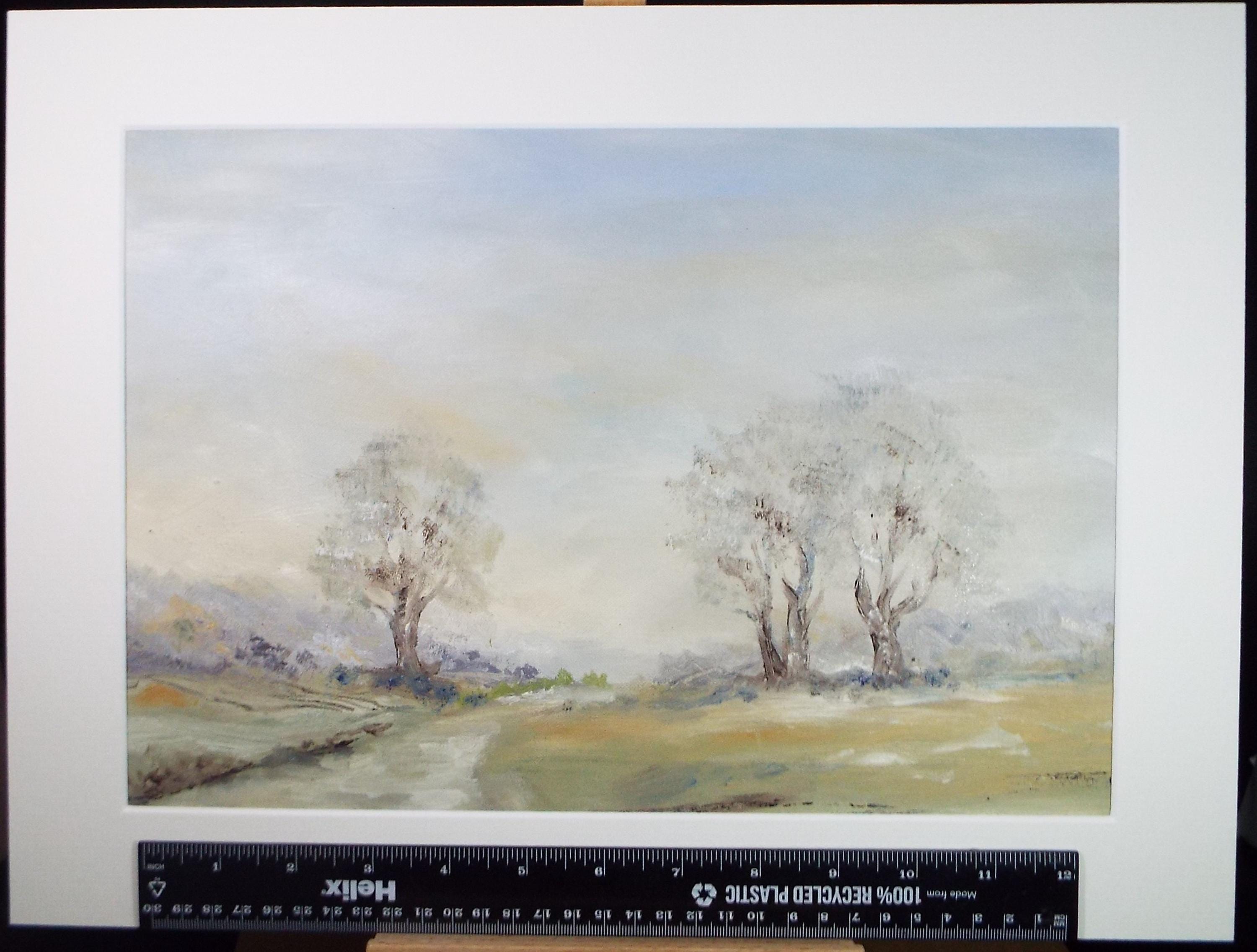 Original Oil on Canvas paper, 'Winter Afternoon' Circa 1980's, J Parsons