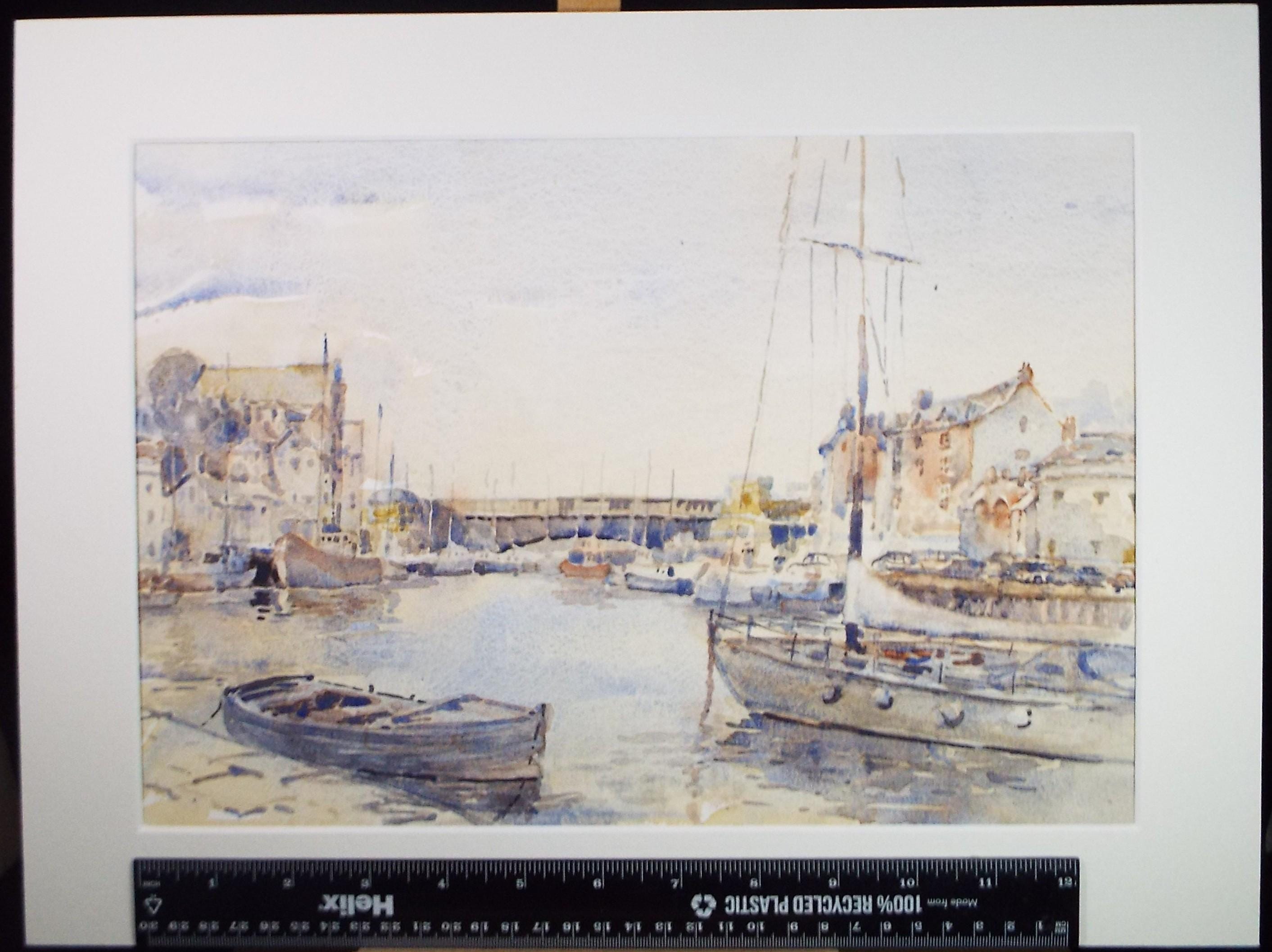 Original Watercolour, 'Harbour scene', Circa 1980's, Unknown Artist