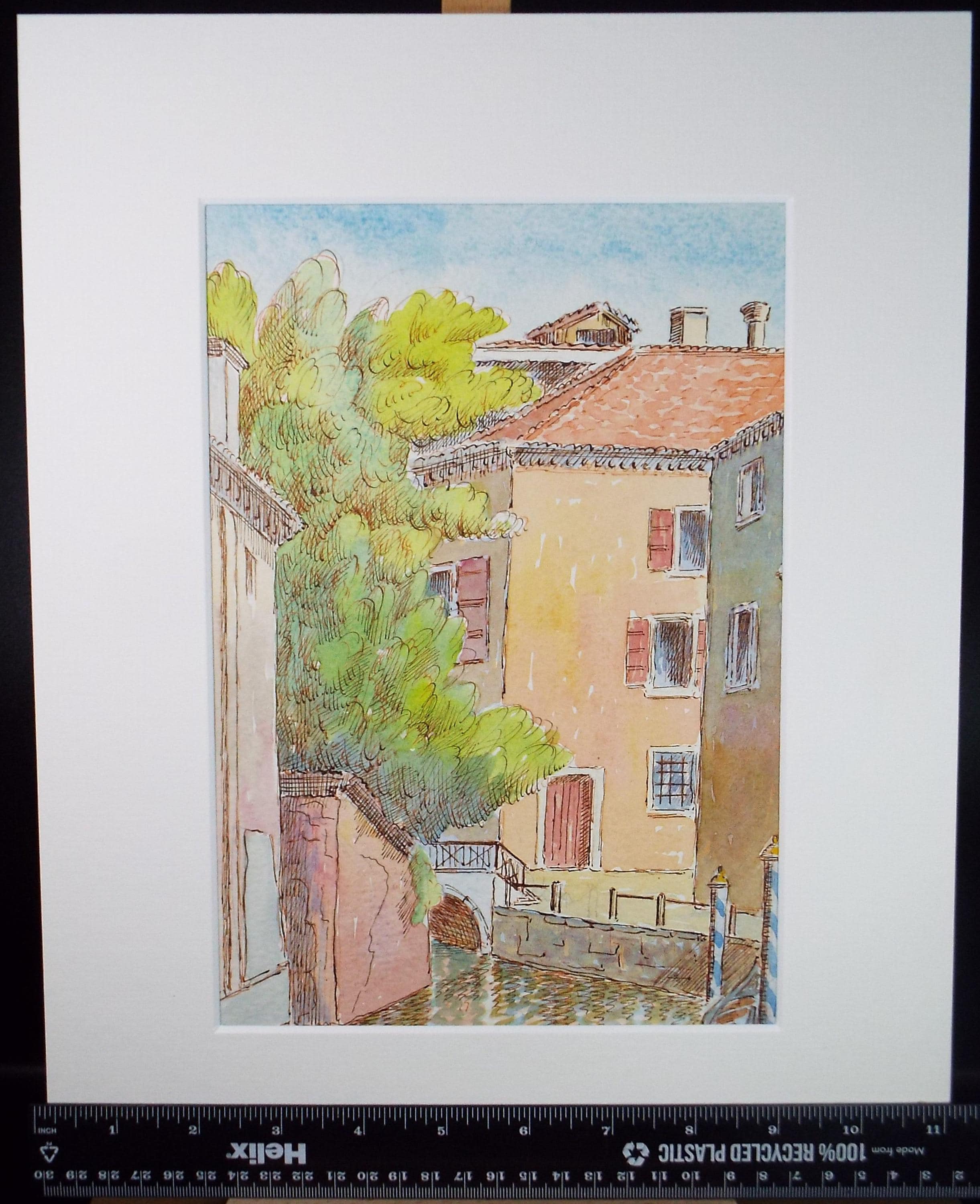 Original Watercolour & ink, 'Venician Canal', Cicely Glyn de Beers (1891-1973), Circa 1960's