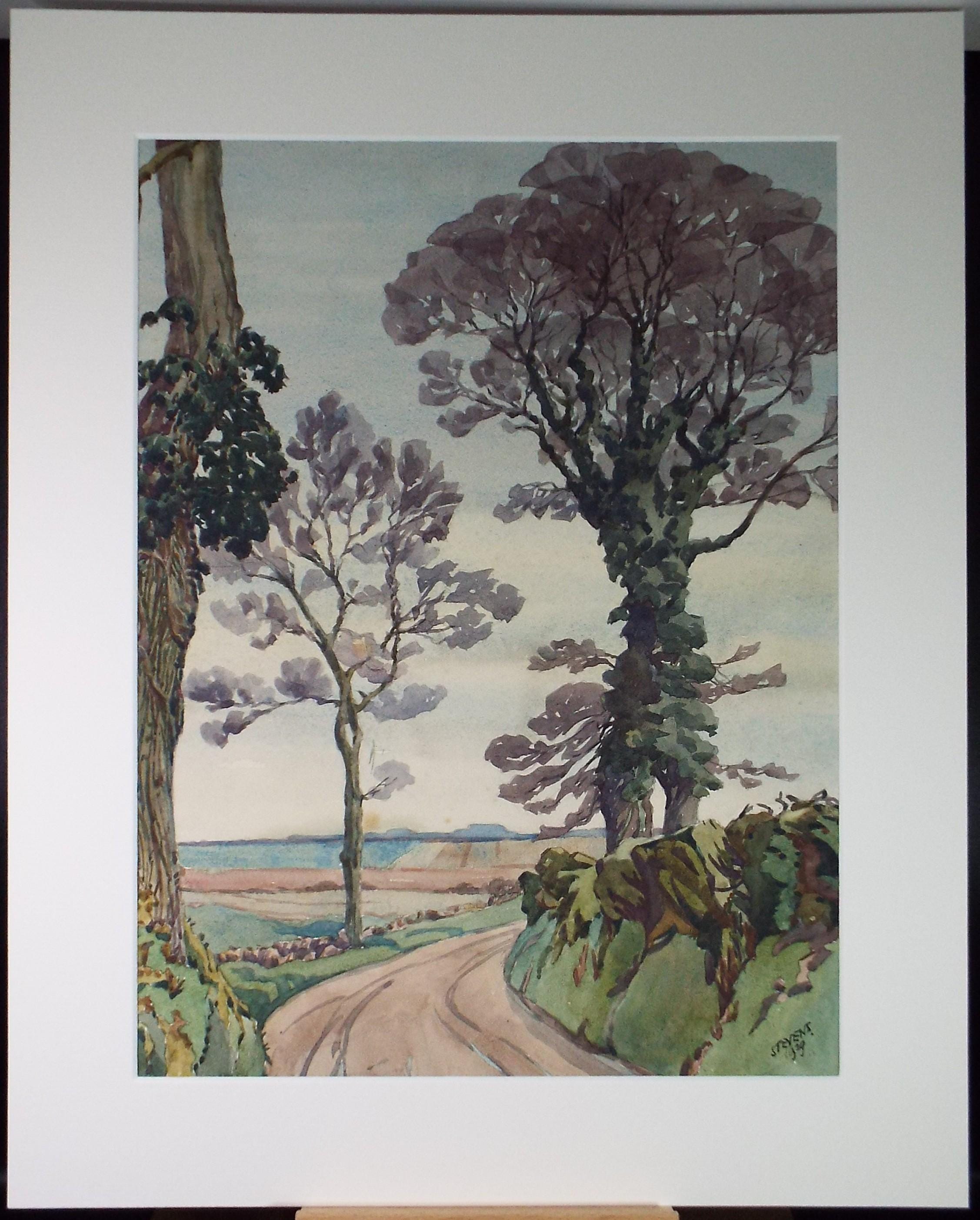 Original Watercolour, 'A Country Lane', Henry Potter Stevens (1875-1965) Dated 1929