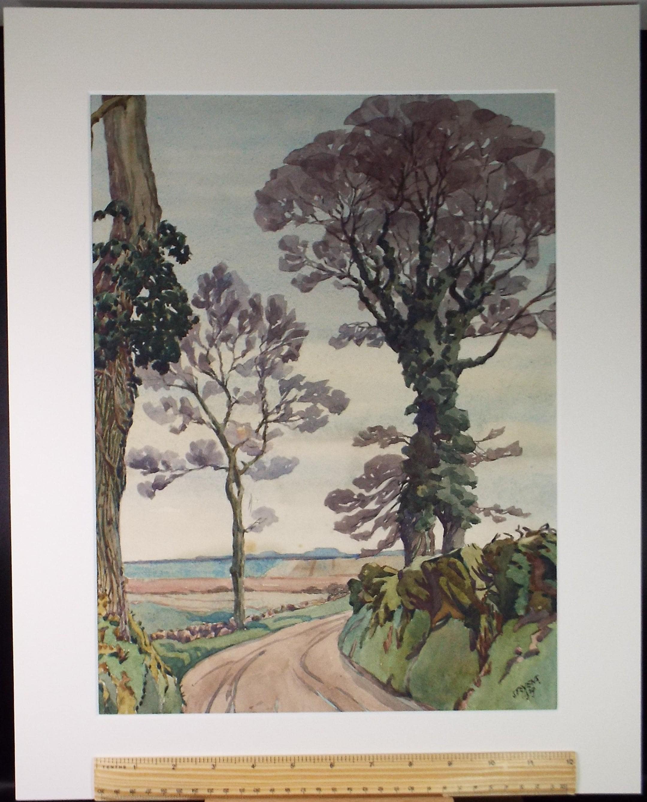 Original Watercolour, 'A Country Lane', Henry Potter Stevens (1875-1965) Dated 1929