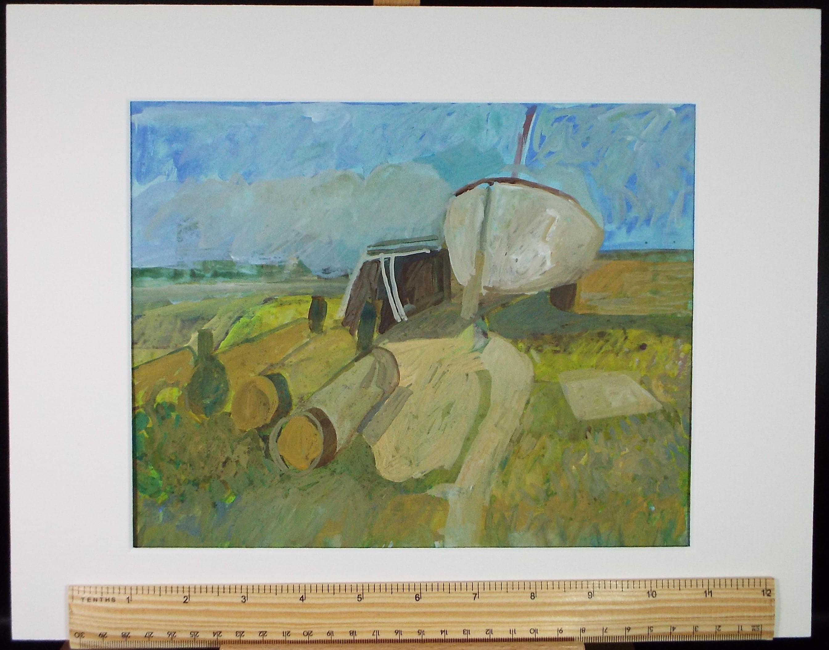Original Watercolour Gouache , 'Boat on the hard', Colin Fifield (1940-2022), circa 1980's