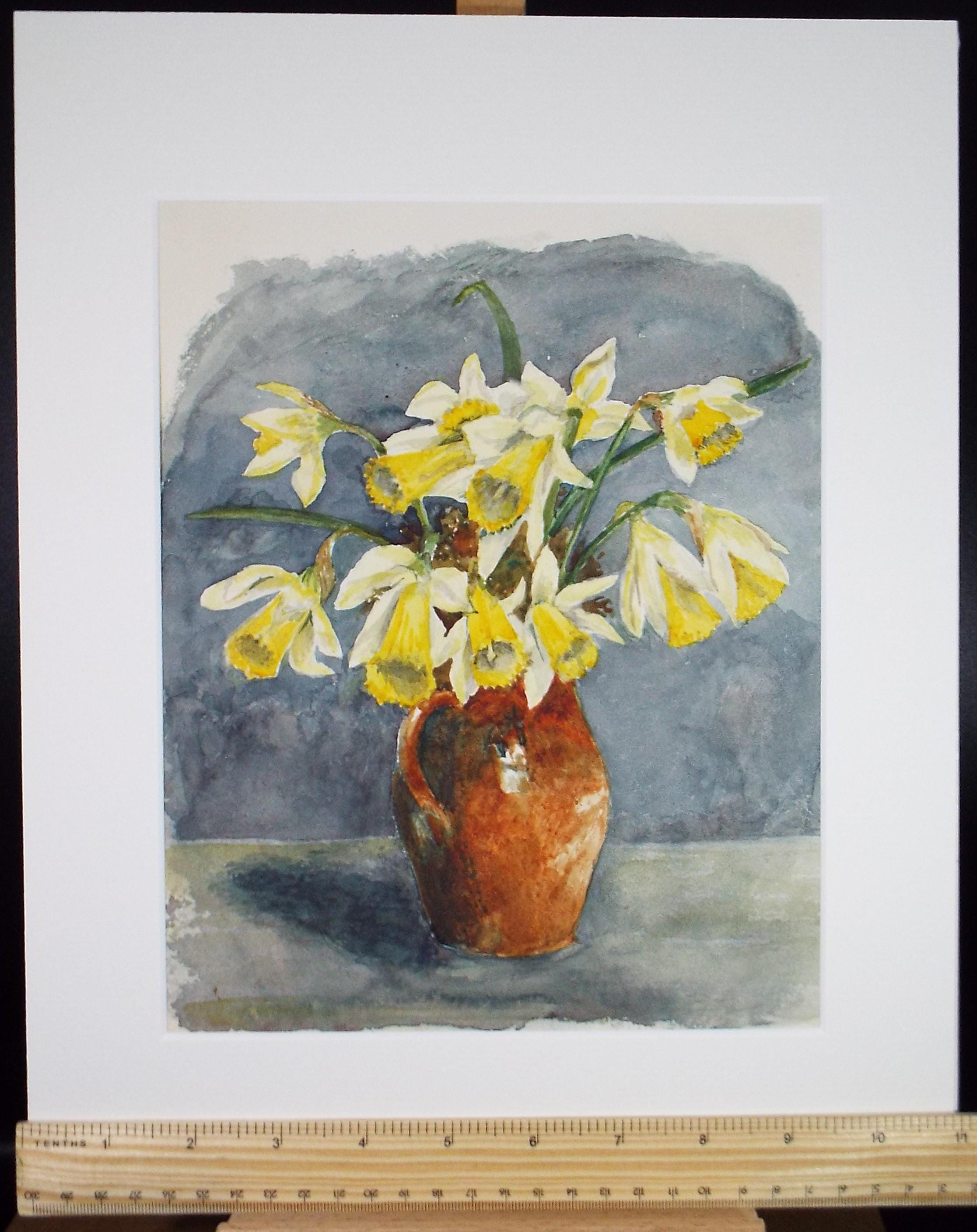 Original Watercolour, 'Still life of Narcissi', Mid 20th Century, unknown artist