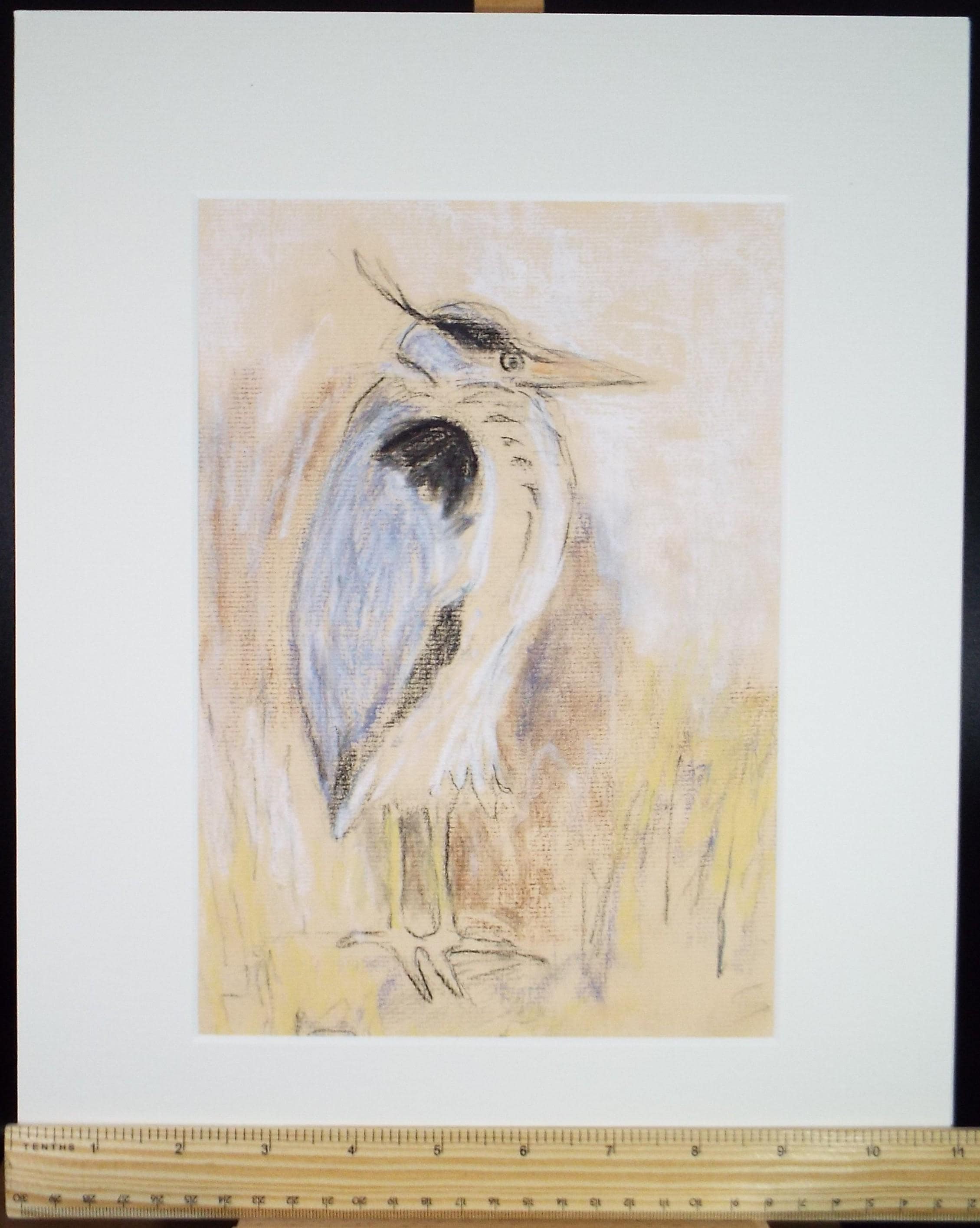 Original Pastel 'Heron Study', Circa 1980's, Artist Unknown