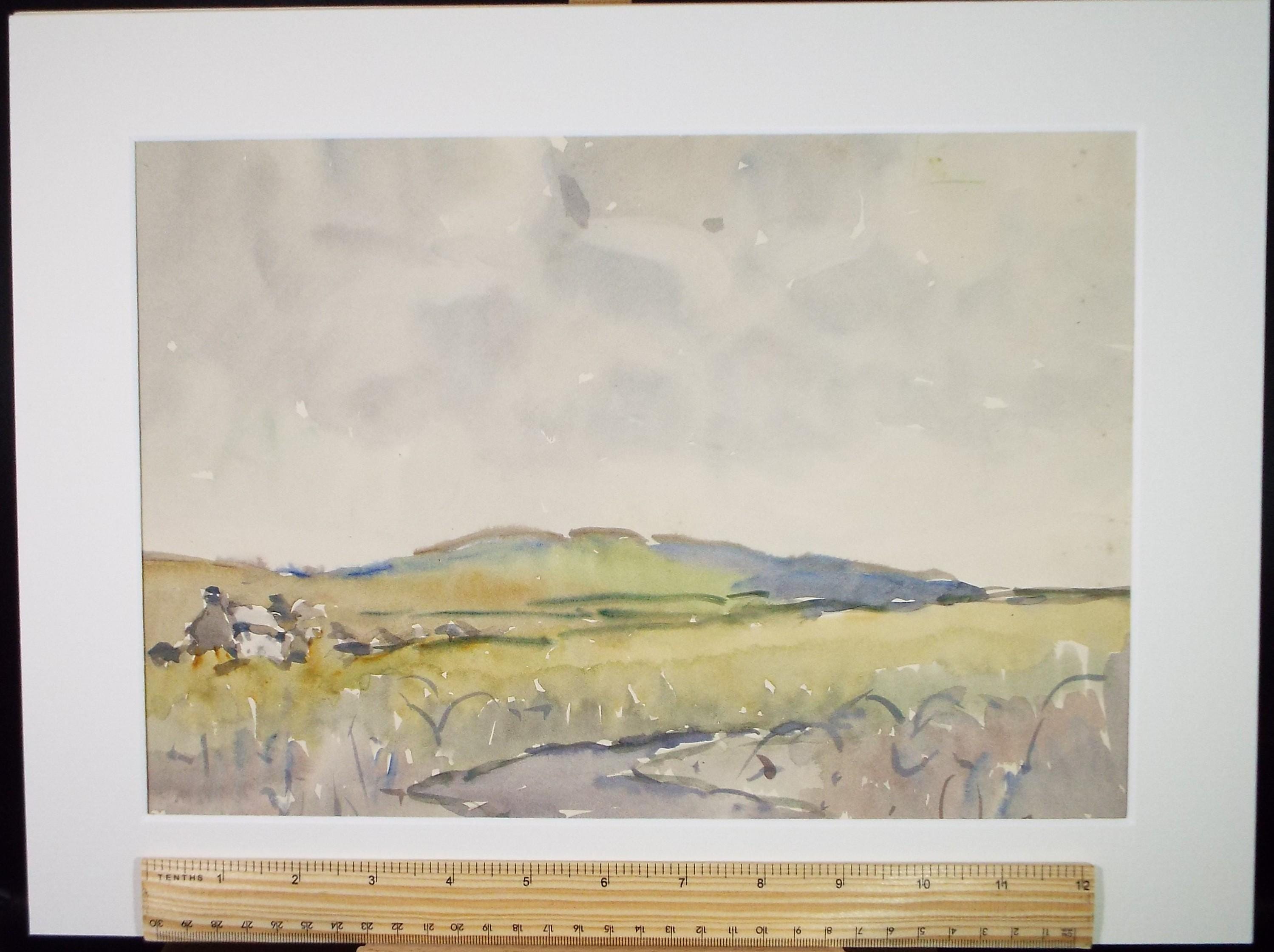 Original Watercolour, 'Cornish Landscape View', Circa 1950's , George Manning-Sanders (1881-1953)