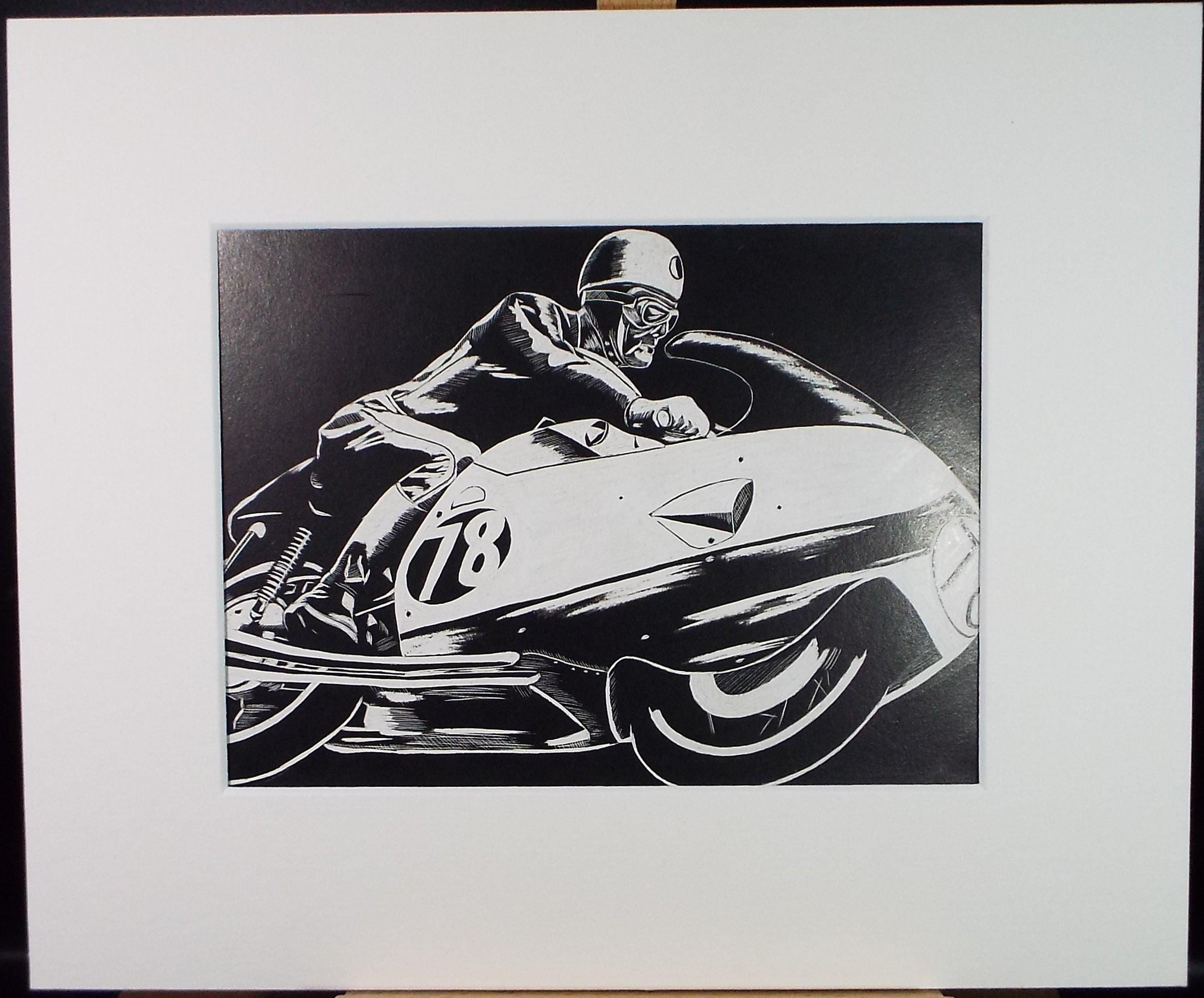 Original Scraperboard & ink drawing, 'No 78', Unknown Artist, circa 1960's