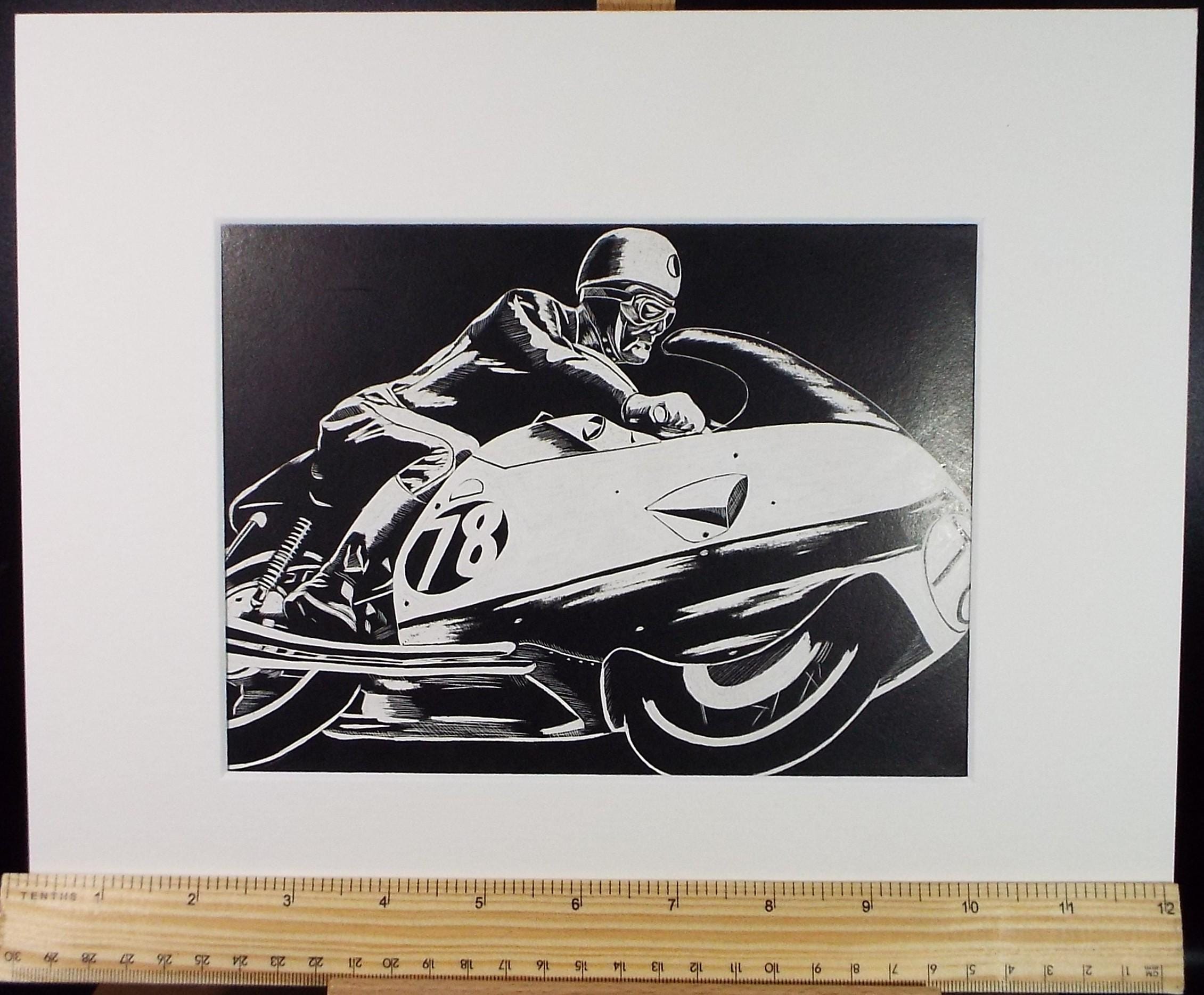 Original Scraperboard & ink drawing, 'No 78', Unknown Artist, circa 1960's