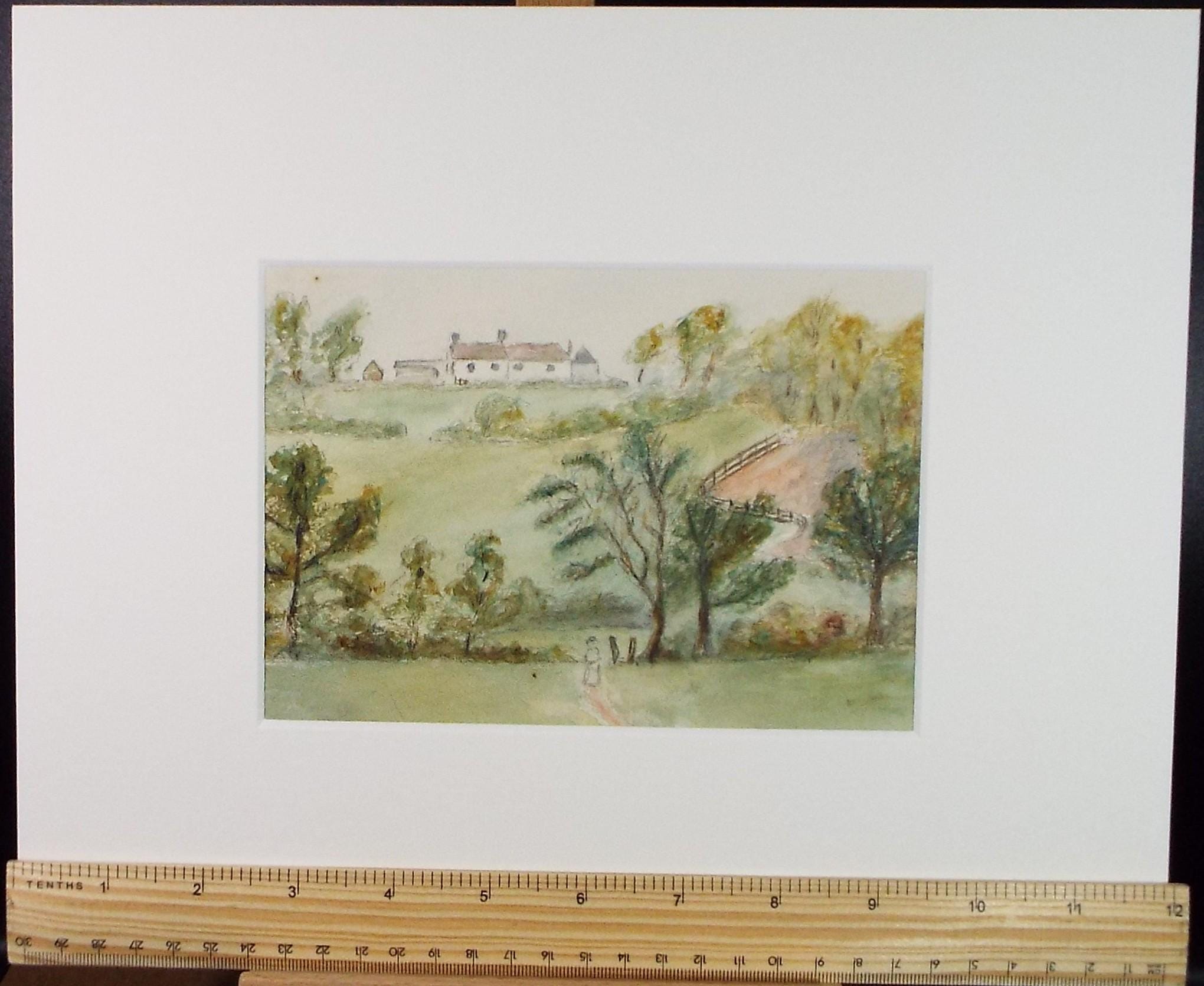 Original watercolour drawing, 'Figures in a Landscape', Late 19th Century, Artist Unknown
