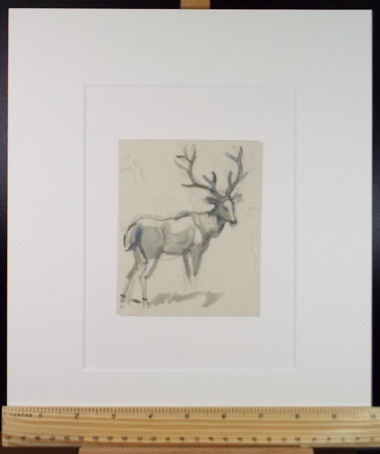 Original Ink & wash, 'Deer Study', Circa 1950's
