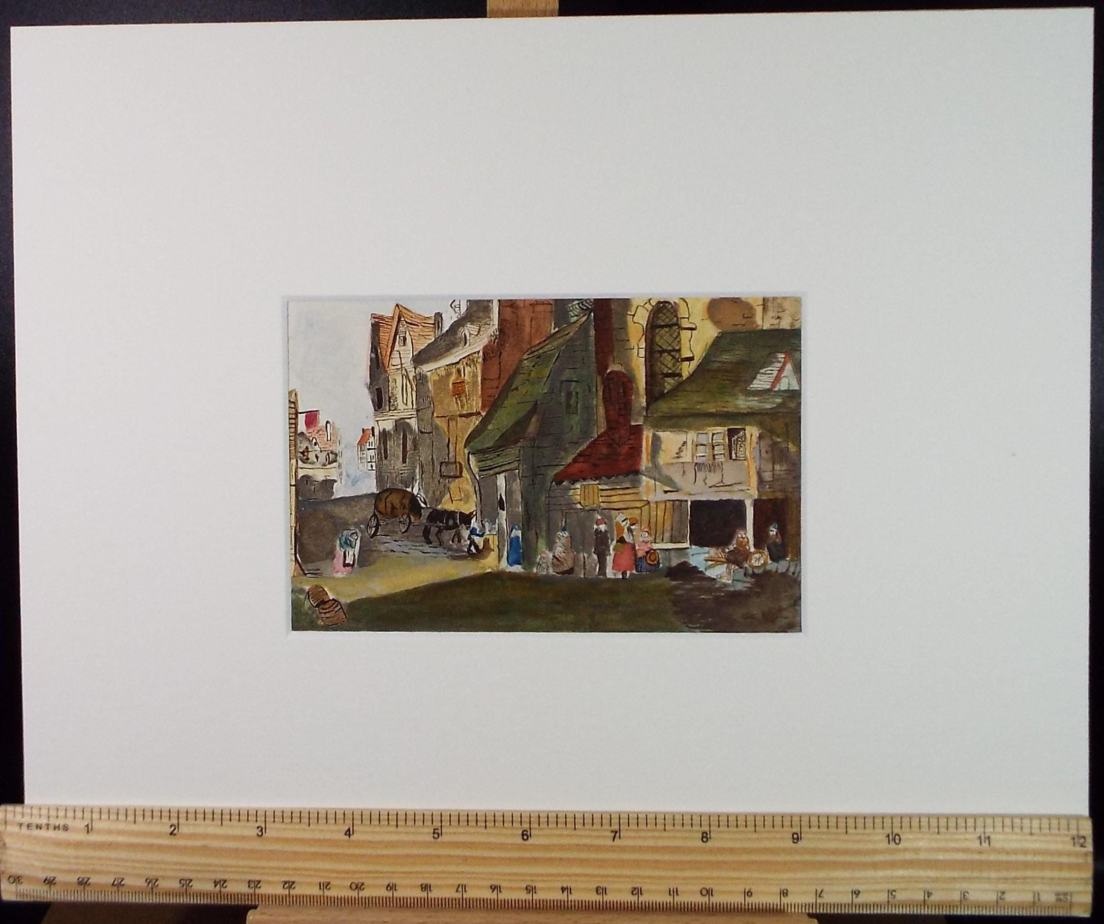 Original Watercolour, 'Medieval Street Scene',Circa 1950's