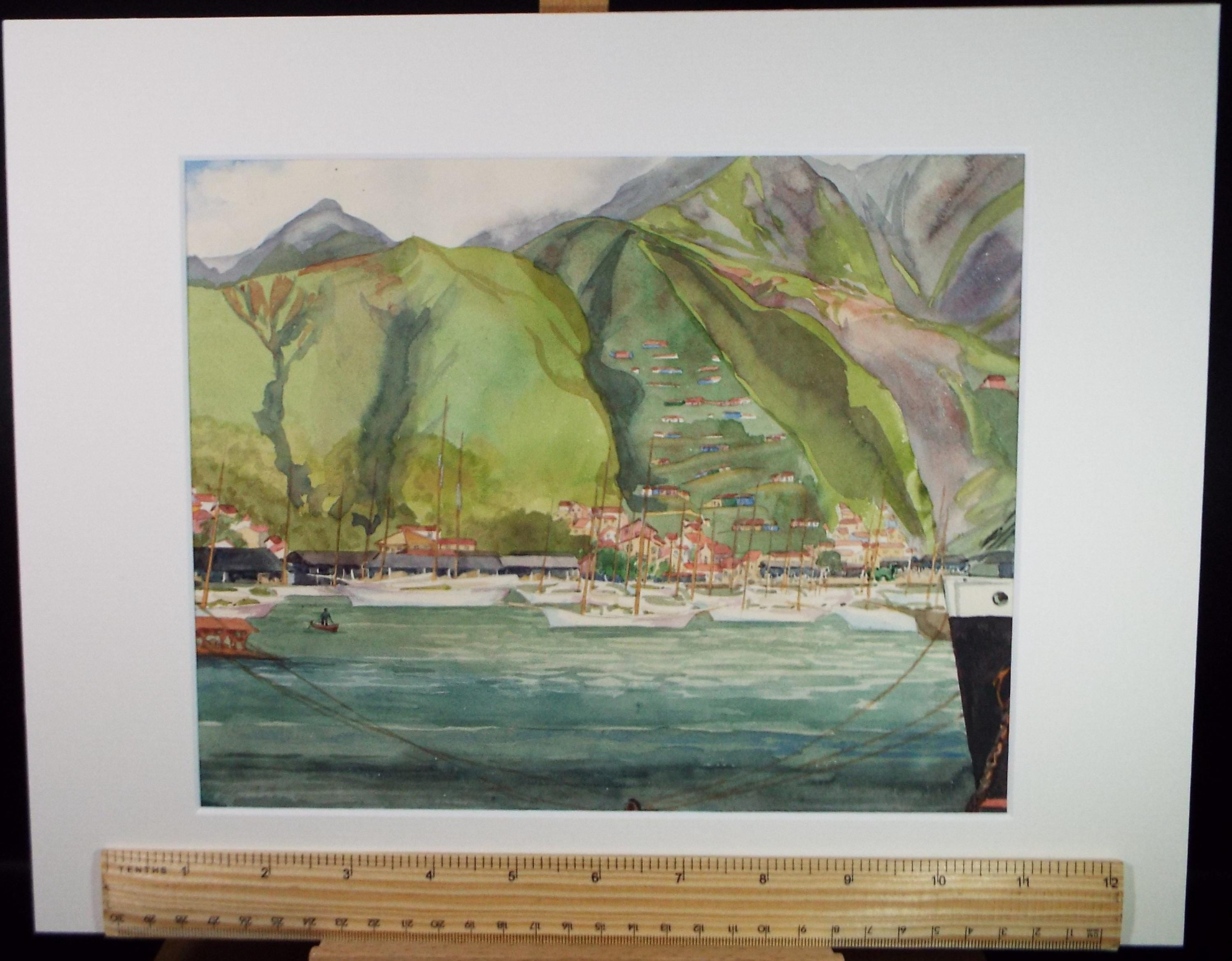Original Watercolour, 'Harbour scene', Circa 1950's, Ivy T. Attwell (1895-1985)