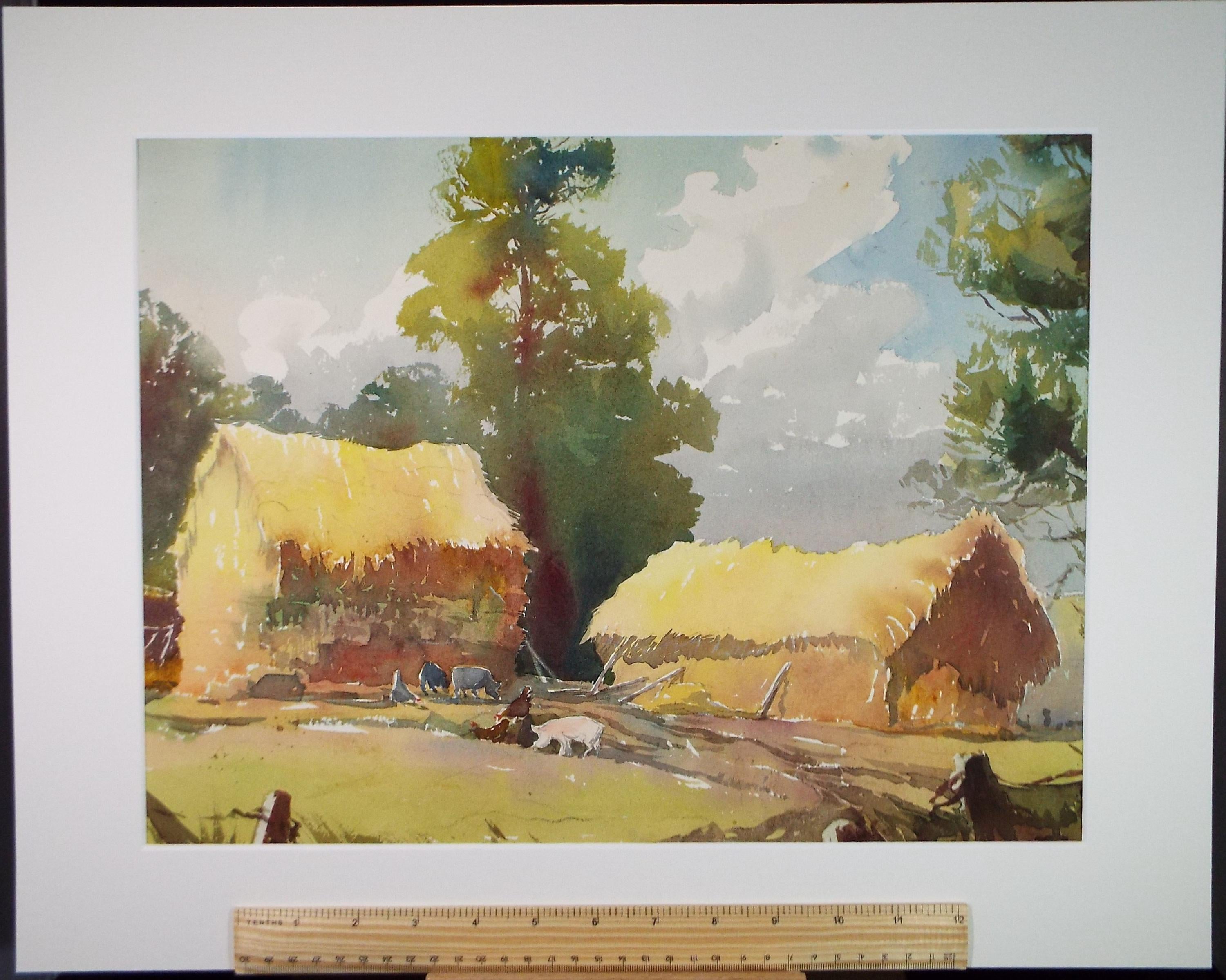 Original Watercolour, 'Farmyard Scene', circa 1970's, Beatrix Mary Blythe (1903-1989)
