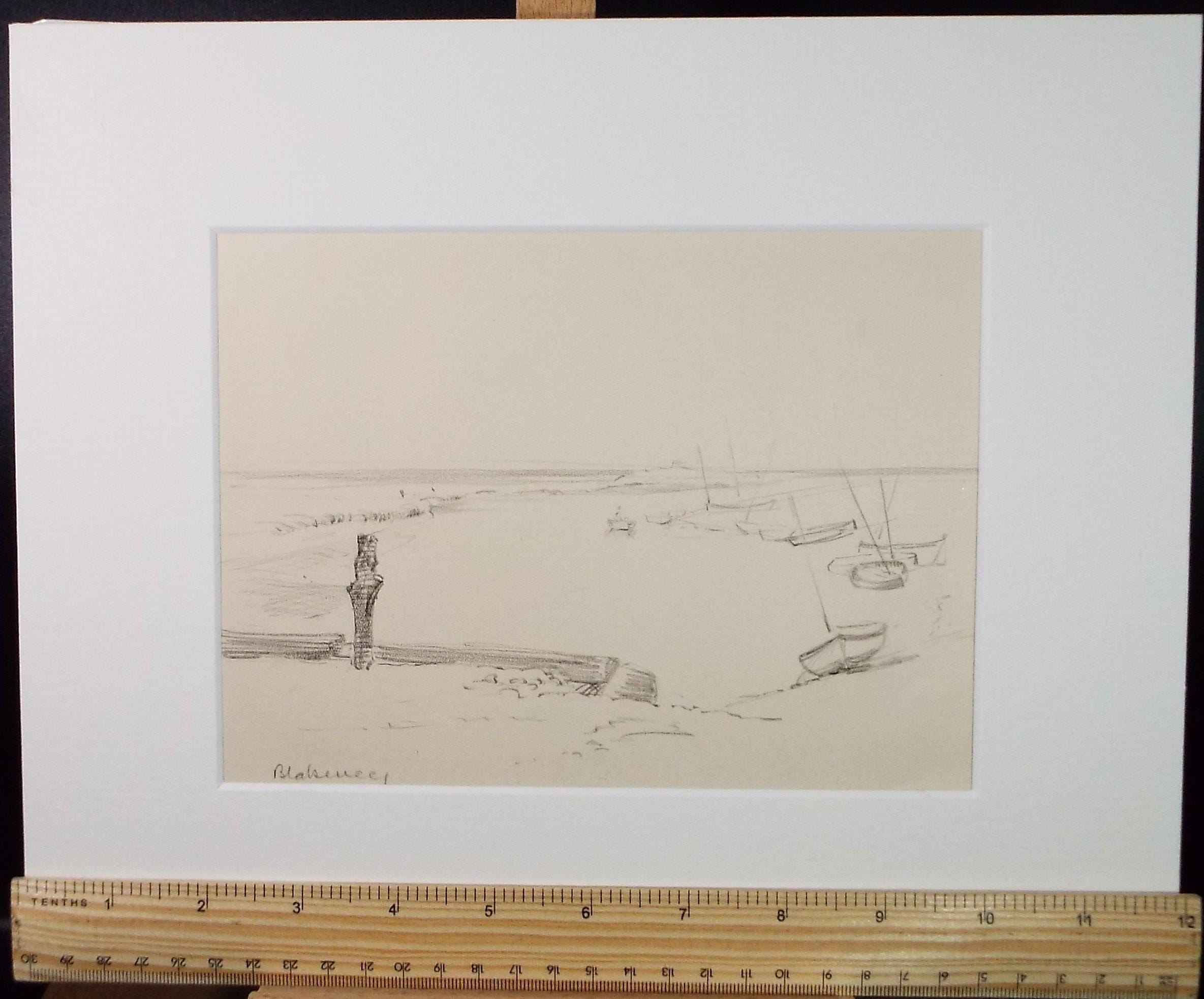 Original Pencil Sketch,'Blakeney', Hilda Burford (1887-1957)