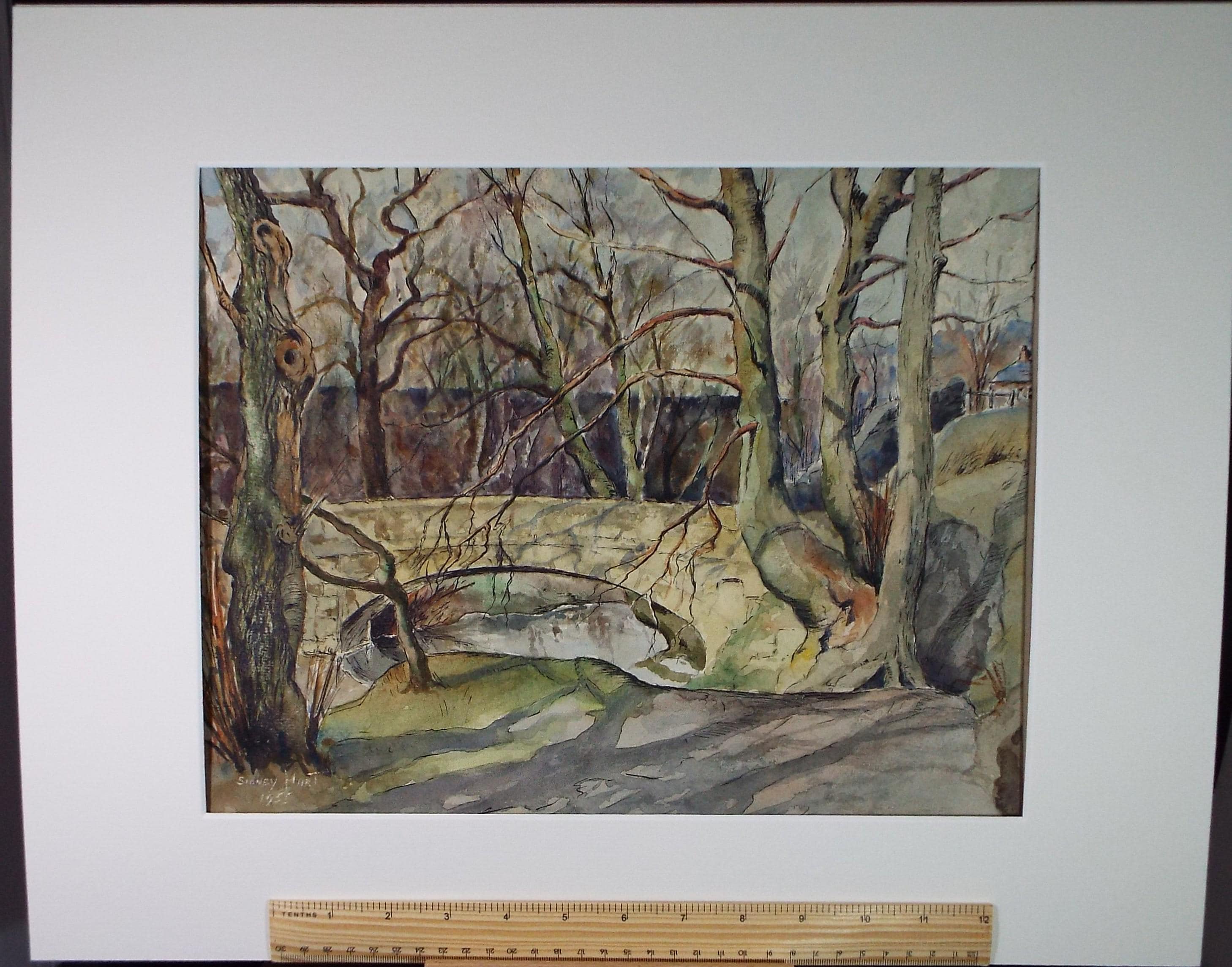 Original Watercolour 'Bridge in Woodland', Dated 1955, Sidney Hart
