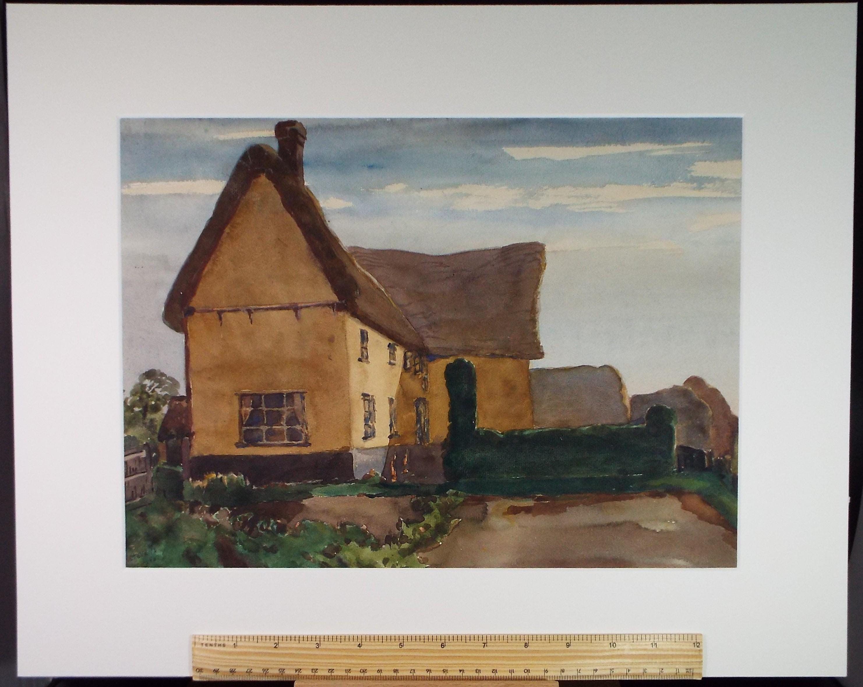 Original Watercolour, 'Suffolk Farmhouse', Henry Potter Stevens (1875-1965), Dated 1946