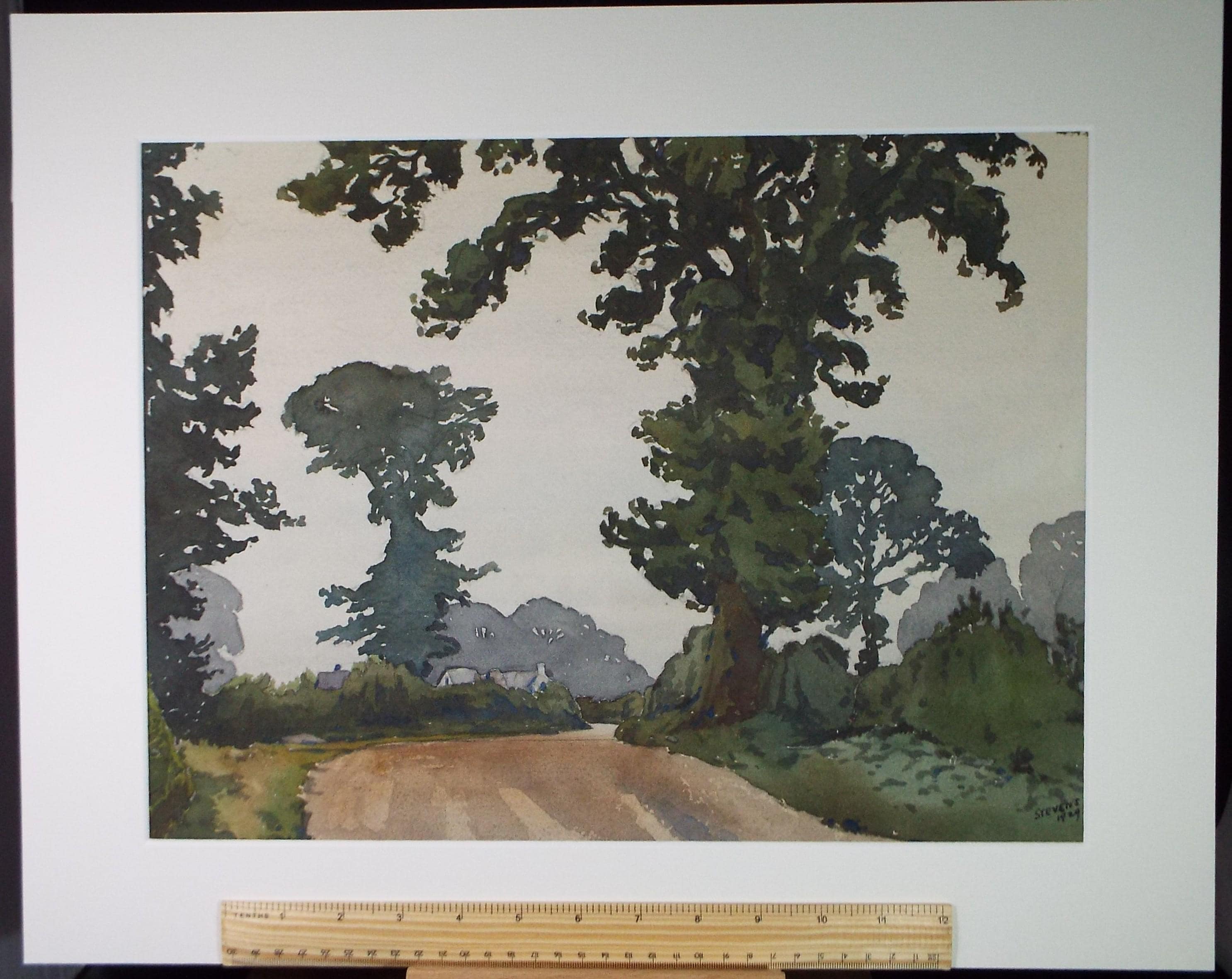 Original Watercolour, 'Near Friston, Suffolk ', Henry Potter Stevens (1875-1965) Dated 1929