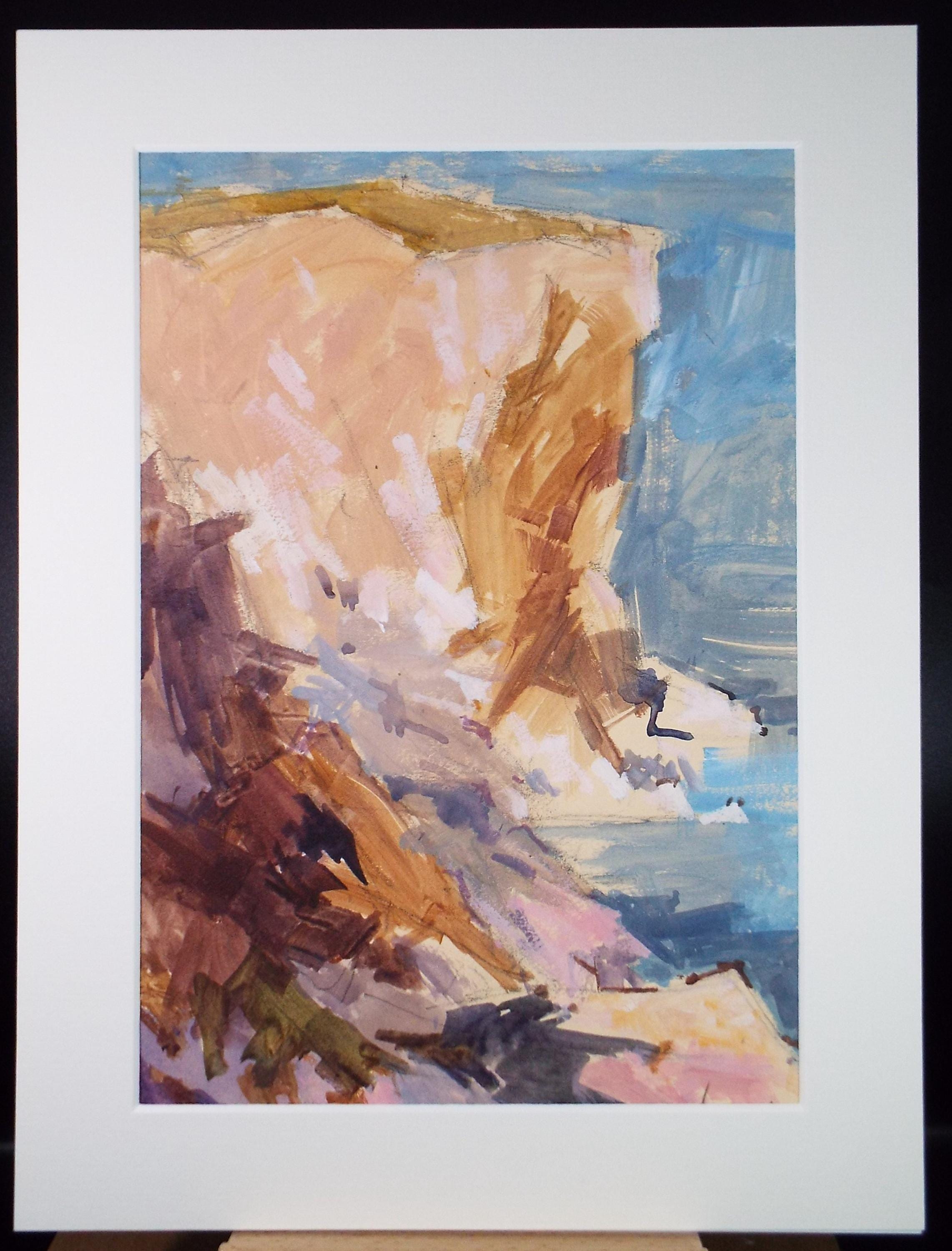 Original Watercolour on Paper, 'Sea Cliffs', Michael Cadman RI ARCI (1920 - 2012), Circa 1990's