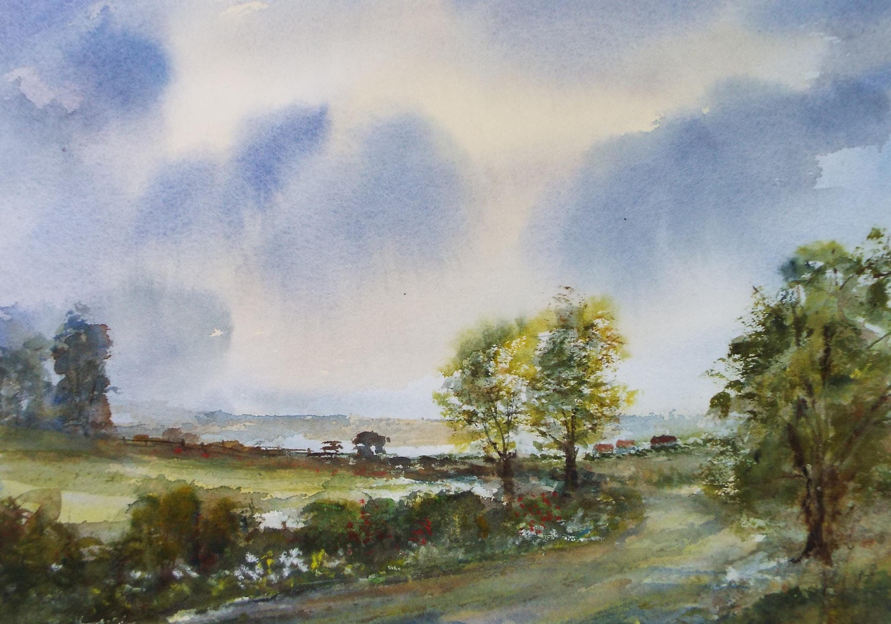 Original Watercolour, 'A Country Lane', Peter Grimer, Dated 2005