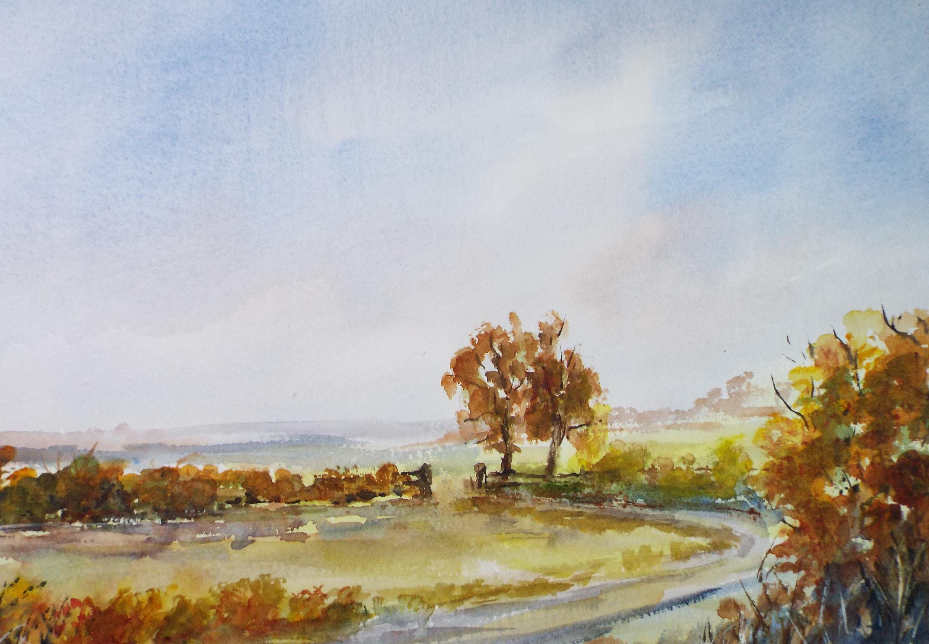 Original Watercolour, 'Autumn in the Lane', Peter Grimer, Dated 2006