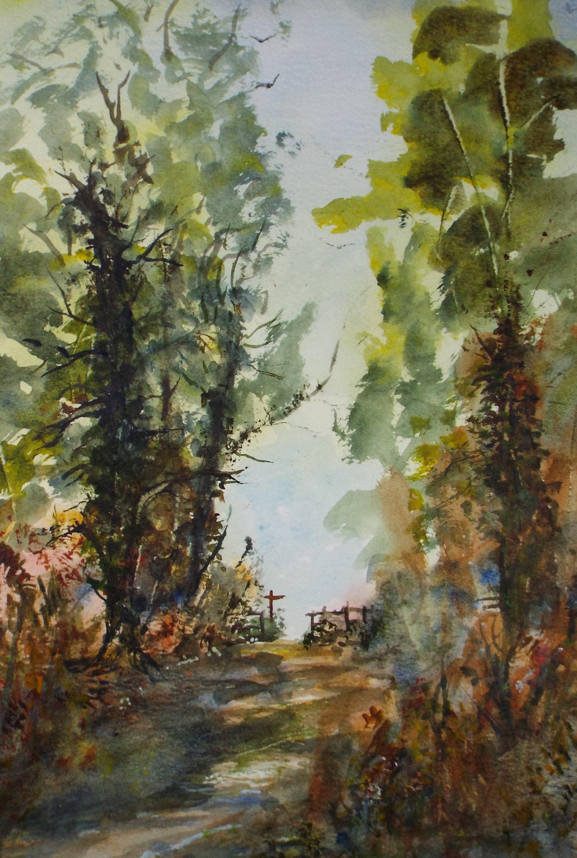 Original Watercolour, 'Spring Path', Peter Grimer, Dated 2006