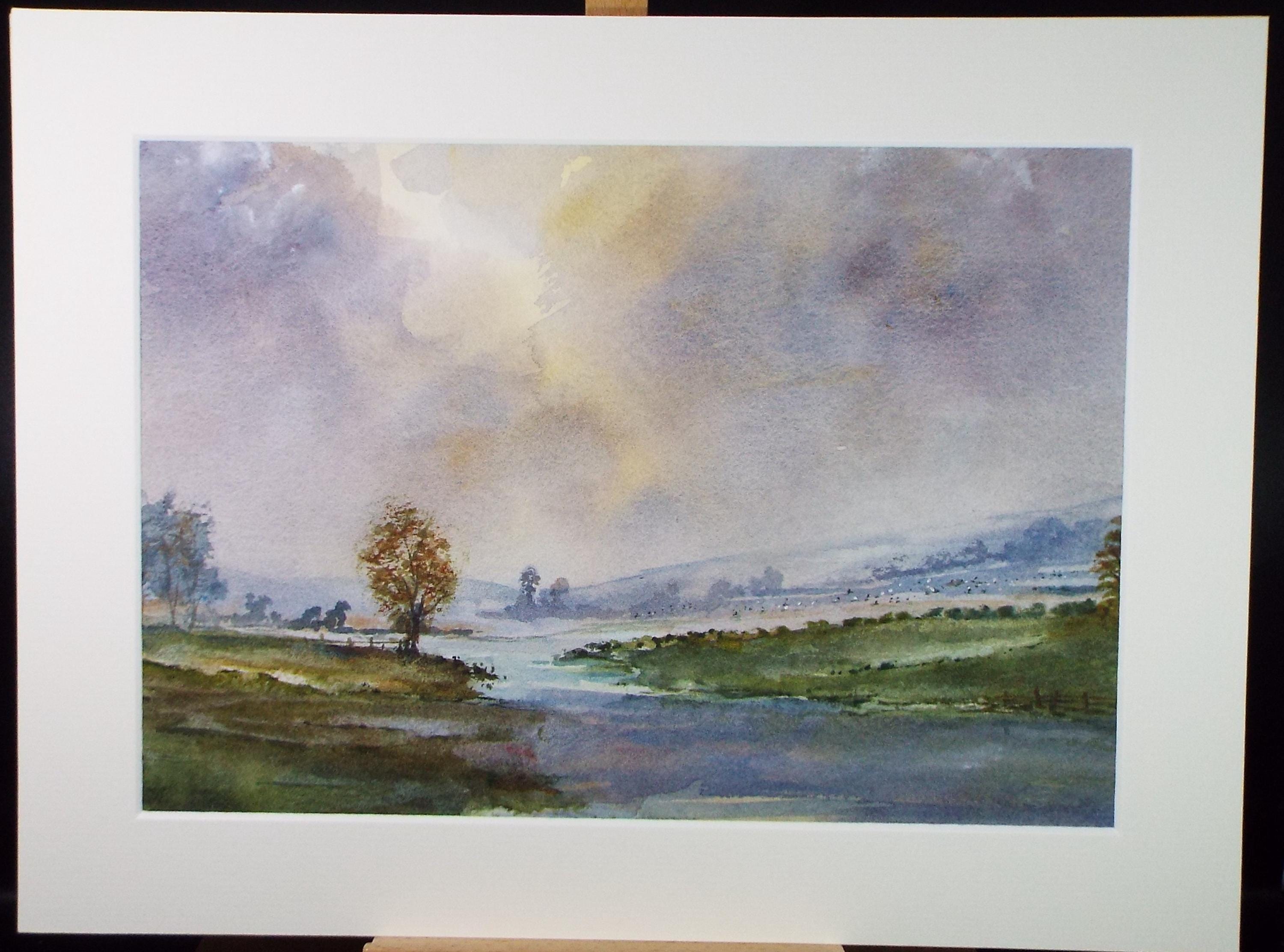 Original Watercolour, 'Watermeadow, Peter Grimer, Dated 2003