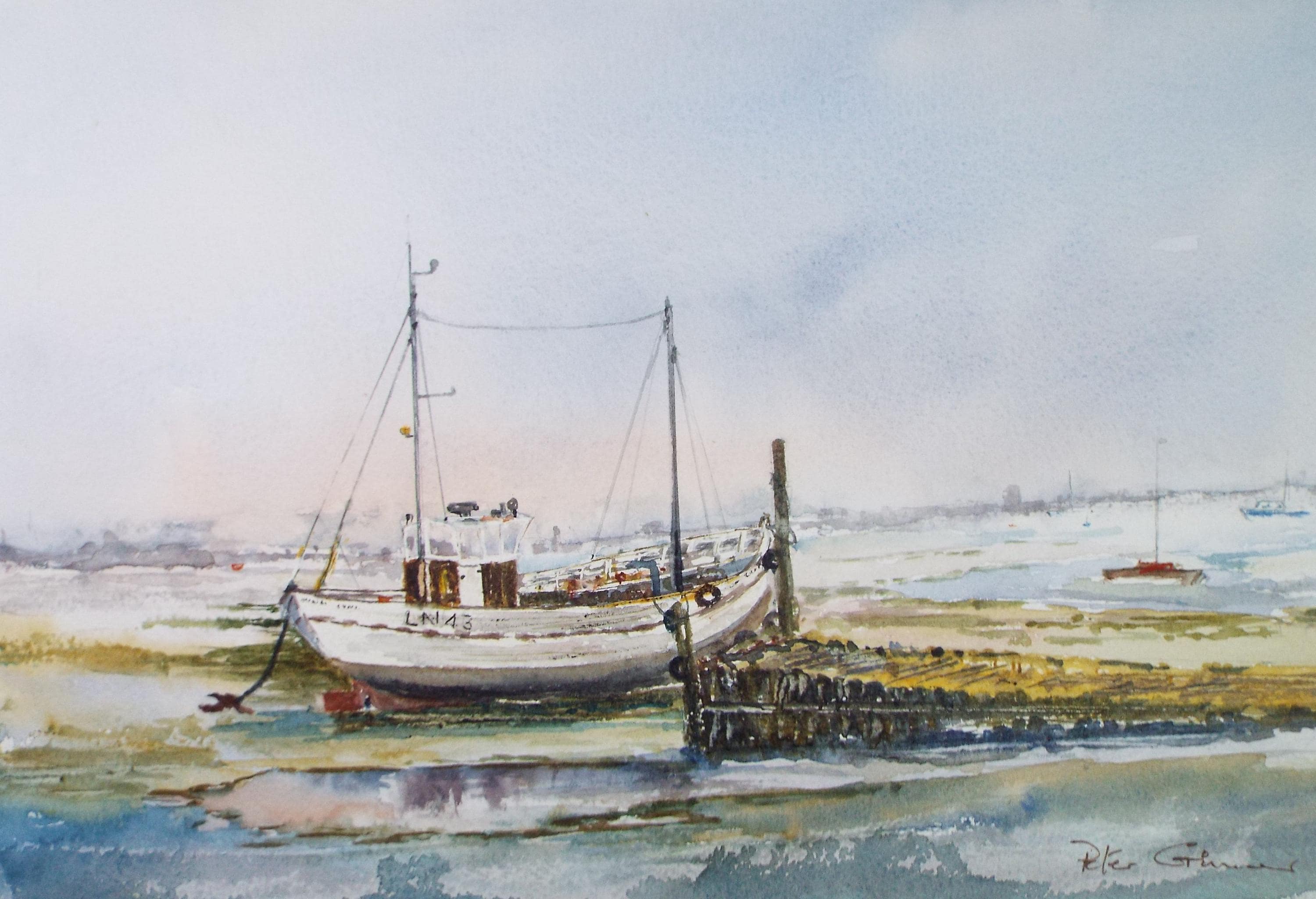 Original Watercolour, 'Fishing Boat', Peter Grimer, Dated 2000