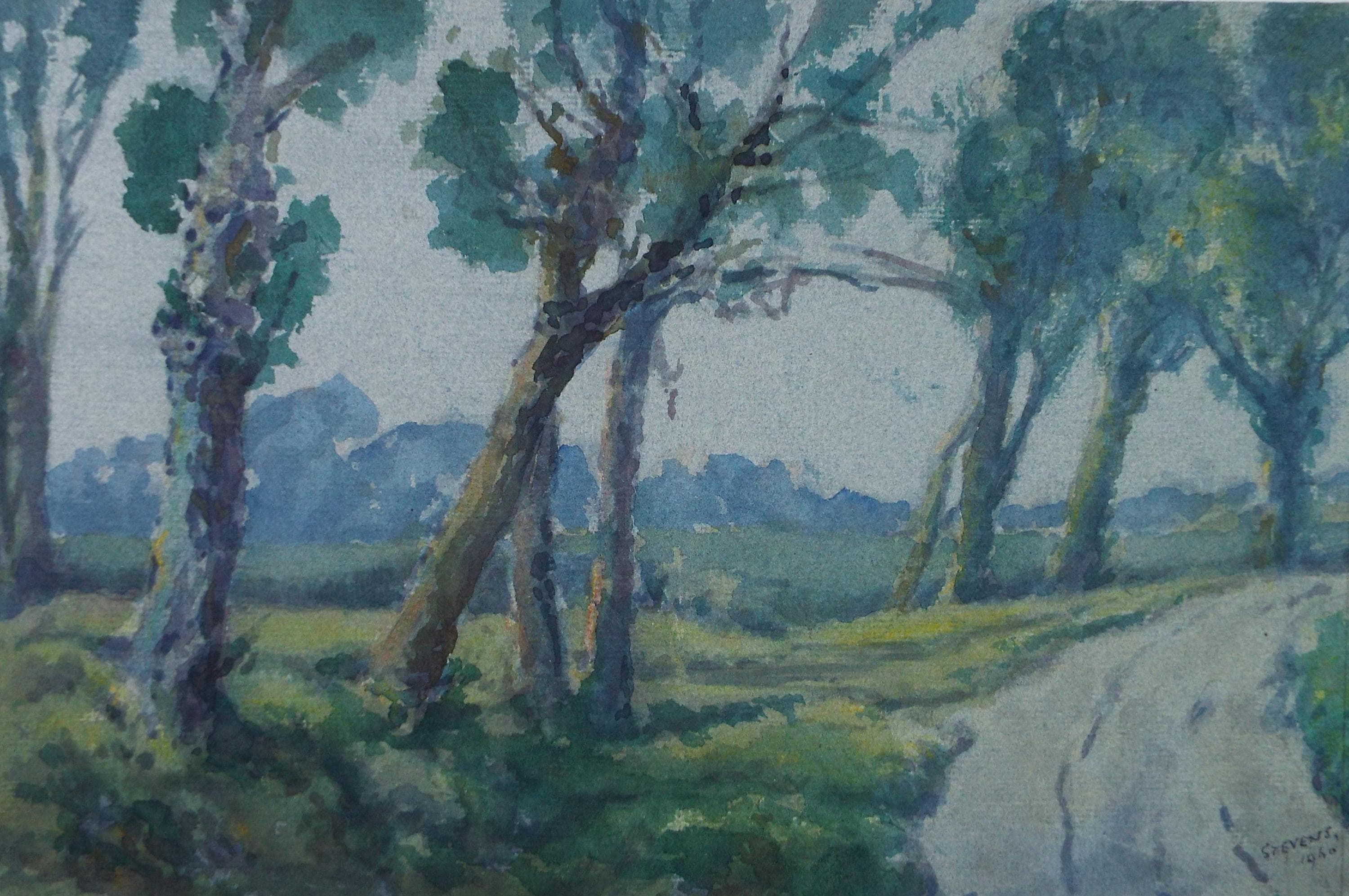 Original Watercolour, 'Road Junction', Henry Potter Stevens (1875-1965) Dated 1960