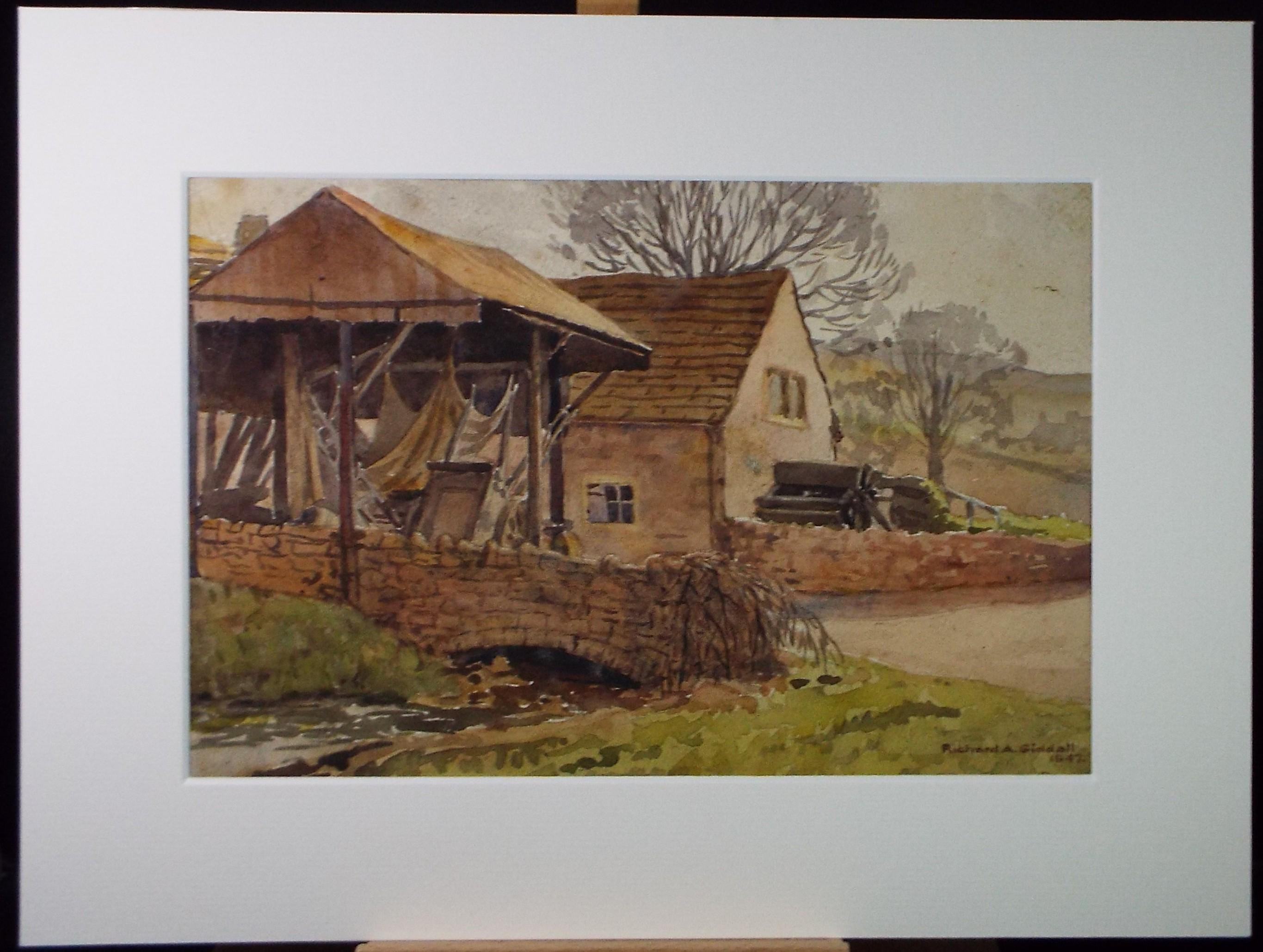 Original Watercolour on Paper, 'The Watermill', dated 1947, Richard A Siddall