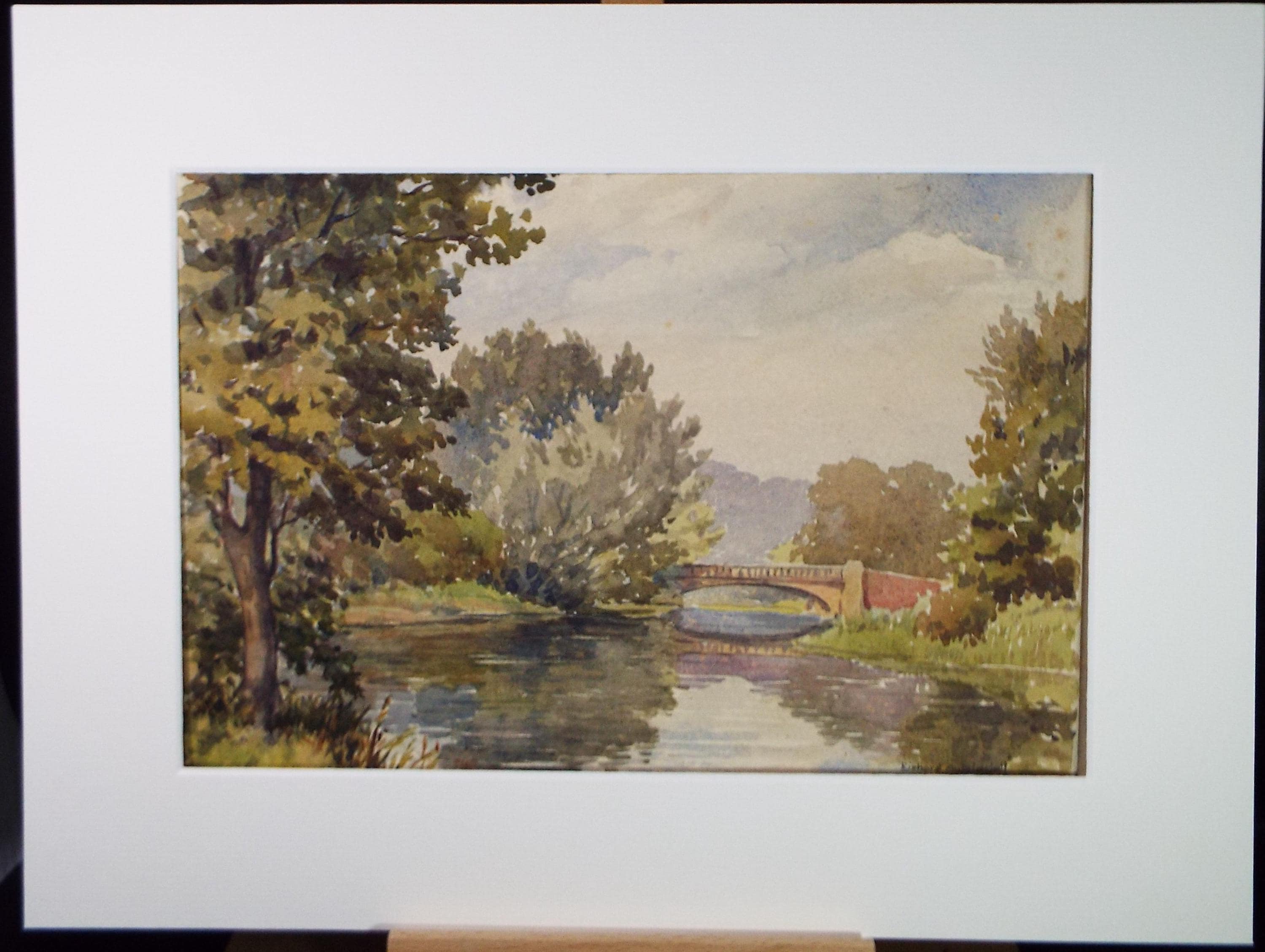 Original Watercolour 'Bridge over the river', Dated 1949, Richard A Siddall