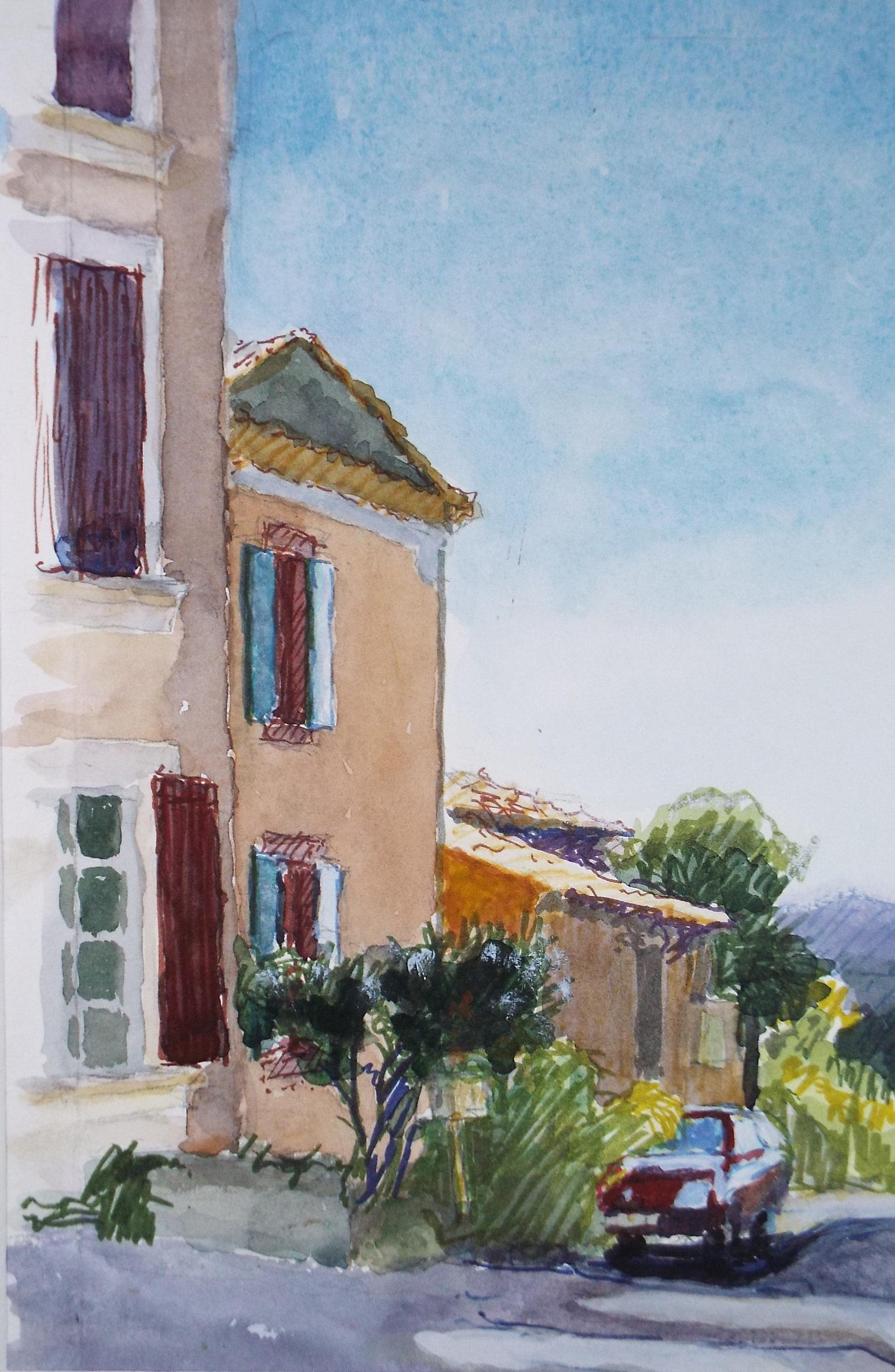 Original Watercolour & Ink, 'Spanish Street Scene', circa 1990's, Pauline Plummer (b1930)